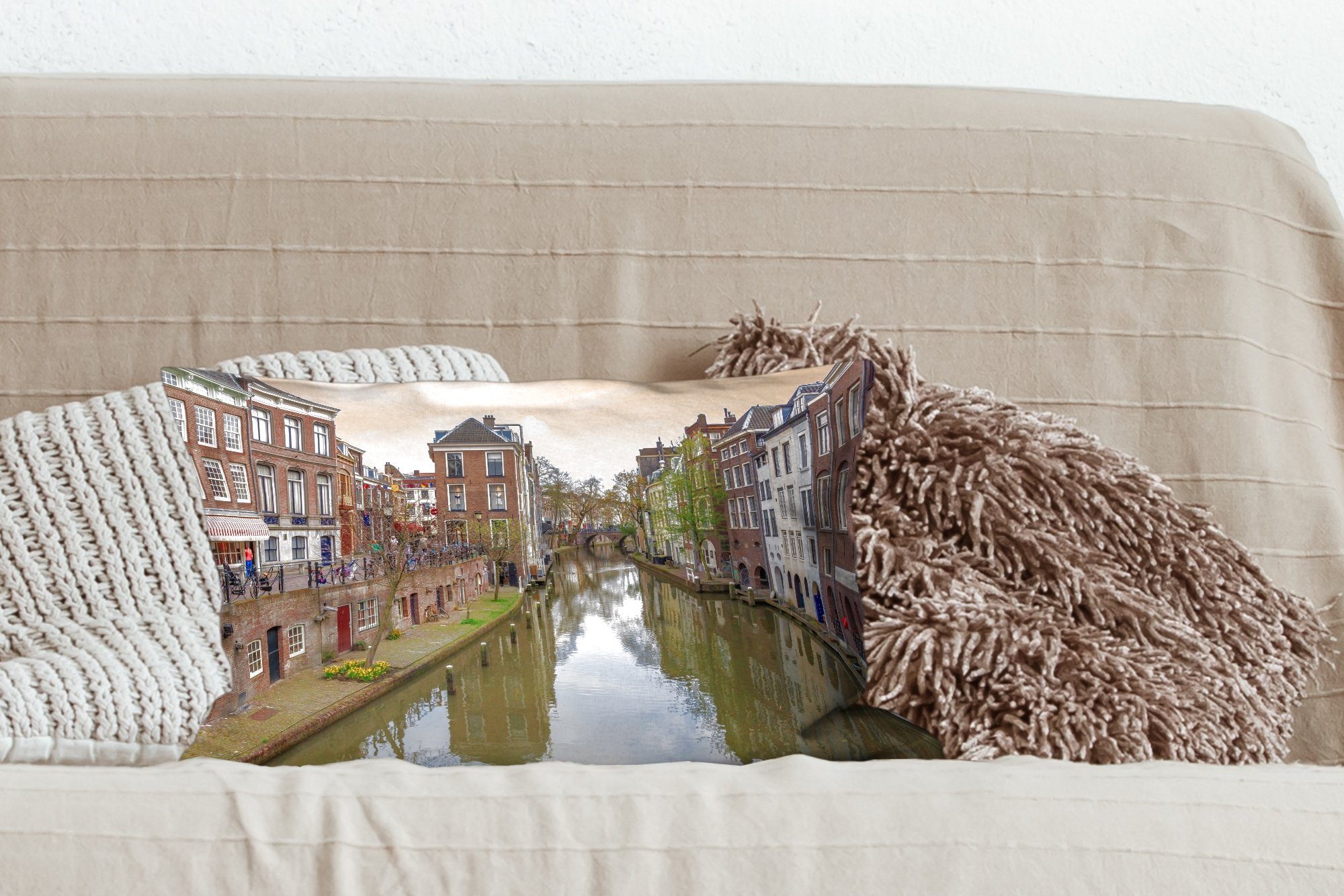 Zierkissen, Utrecht mit Architektur Dekoration, - Wohzimmer - Füllung, Kanal, Dekokissen Schlafzimmer Dekokissen MuchoWow