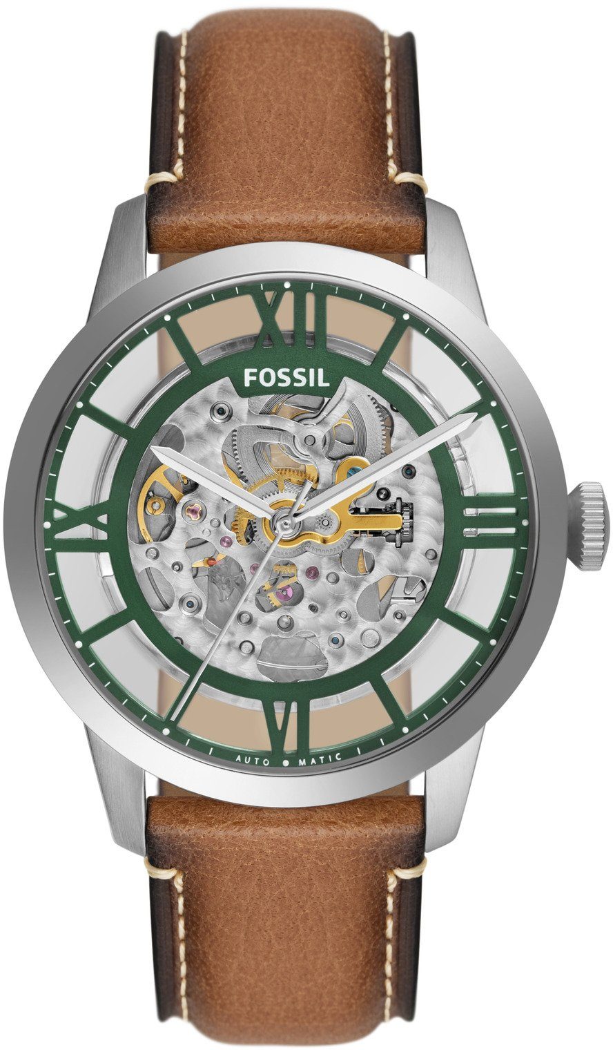 Fossil Automatikuhr TOWNSMAN, ME3234, Armbanduhr, Herrenuhr, mechanische Uhr, skelettiertes Zifferblatt