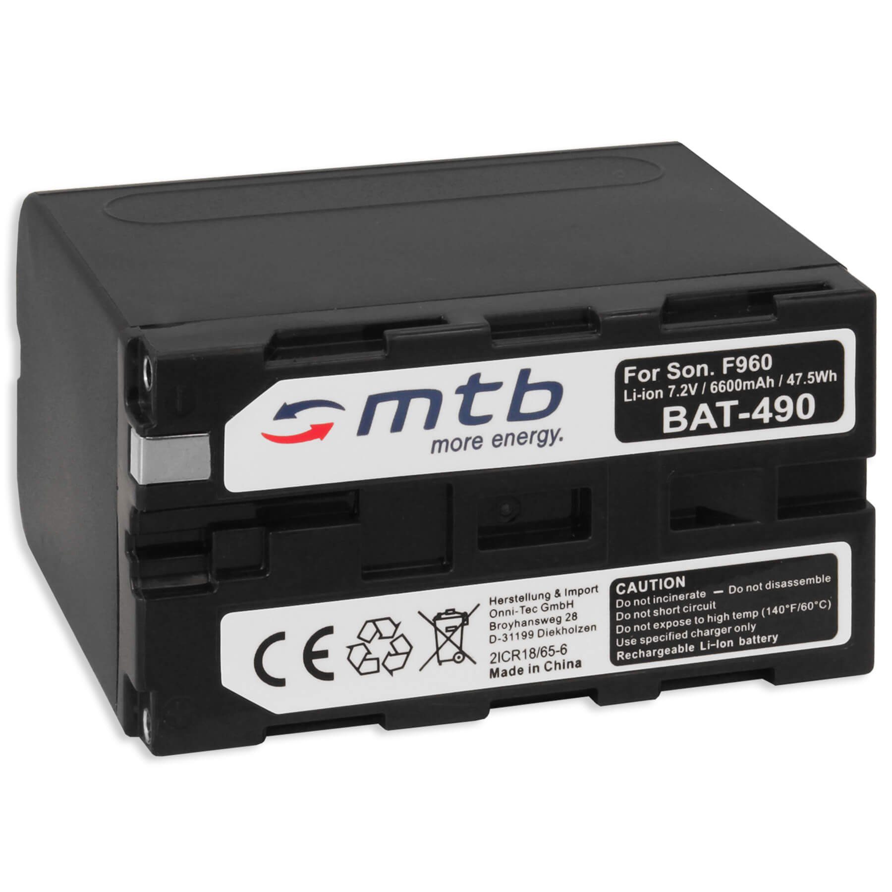 mtb more energy [BAT-490 - Li-Ion] Kamera-Akku kompatibel mit Akku-Typ Sony NP-F970 (6600mAh) 6600 mAh (7,2 V), passend für: NEEWER LED 160, 216, 308(C), 310, 480, W160, BLPad-22, NWPad-22, CN-LuxPad 22, CN-126, CN-160, CN-216, CN-304, CN-576, Bestlight LED 204 W300II 400 500C 600 650 660, Lilliput 569, 664, 665, 667, 969, 5D-II, …