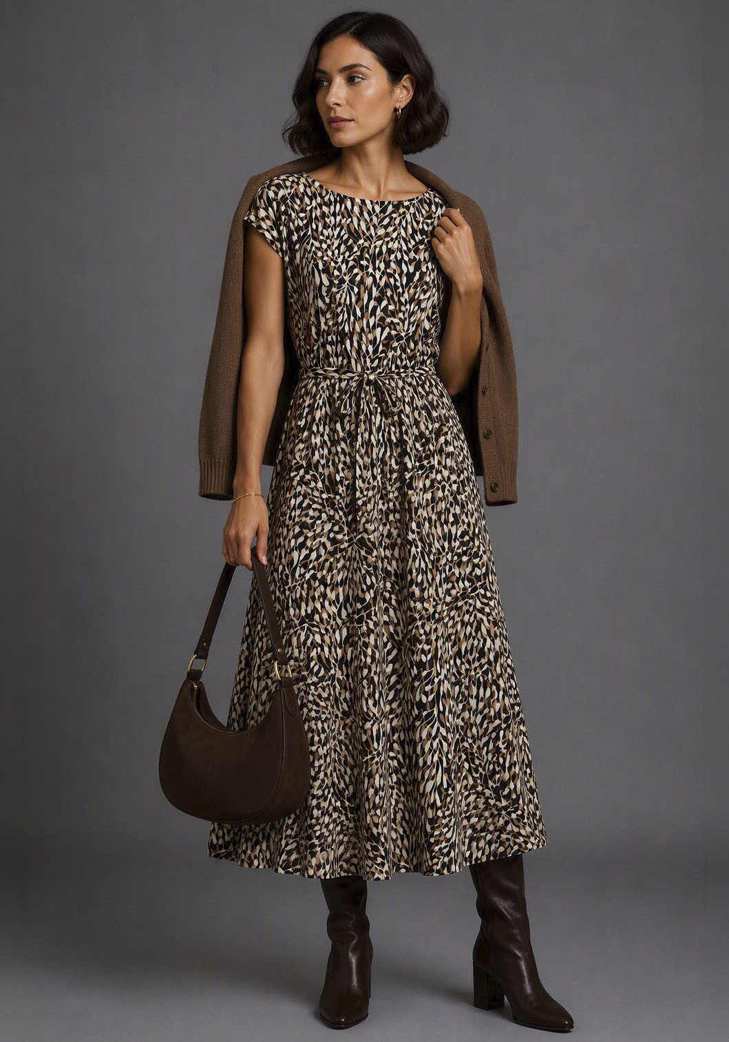 Laura Scott Sommerkleid Midi-Länge, aus Jersey-Material, gemustert