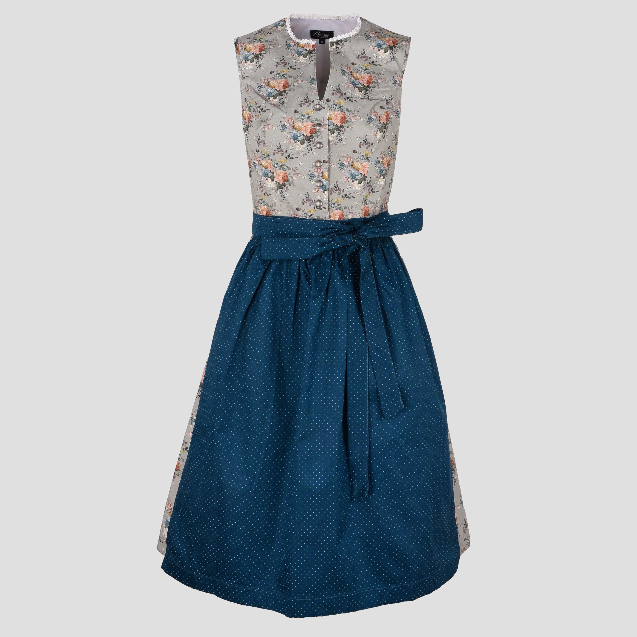 Ramona Lippert Dirndl Tara Damen 2 teiliges geblümt hochgeschlossen Olivgrün Rocklänge 70 cm
