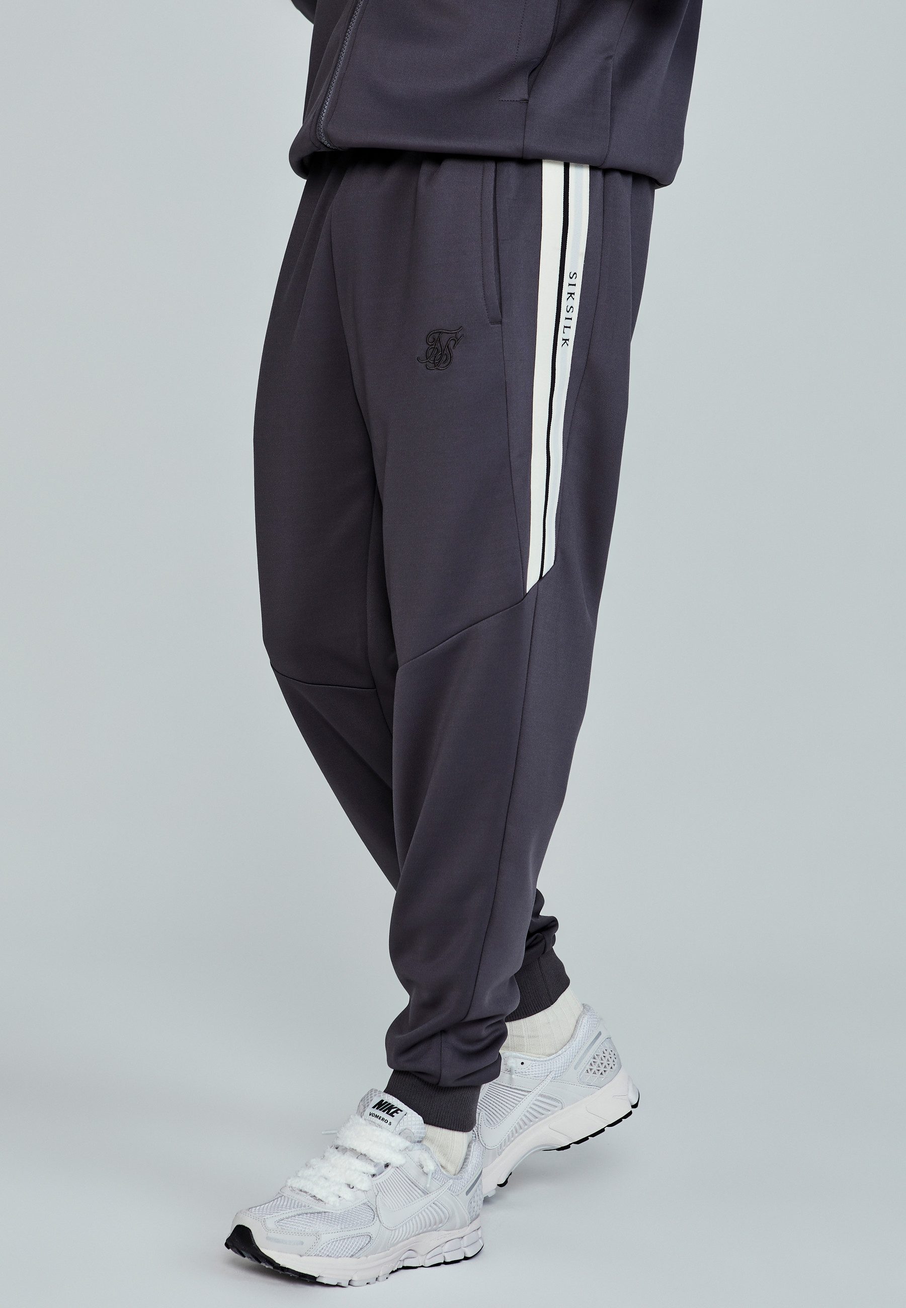 Siksilk Jogger Pants SikSilk Herren Graue Relaxed Fit Jogginghose