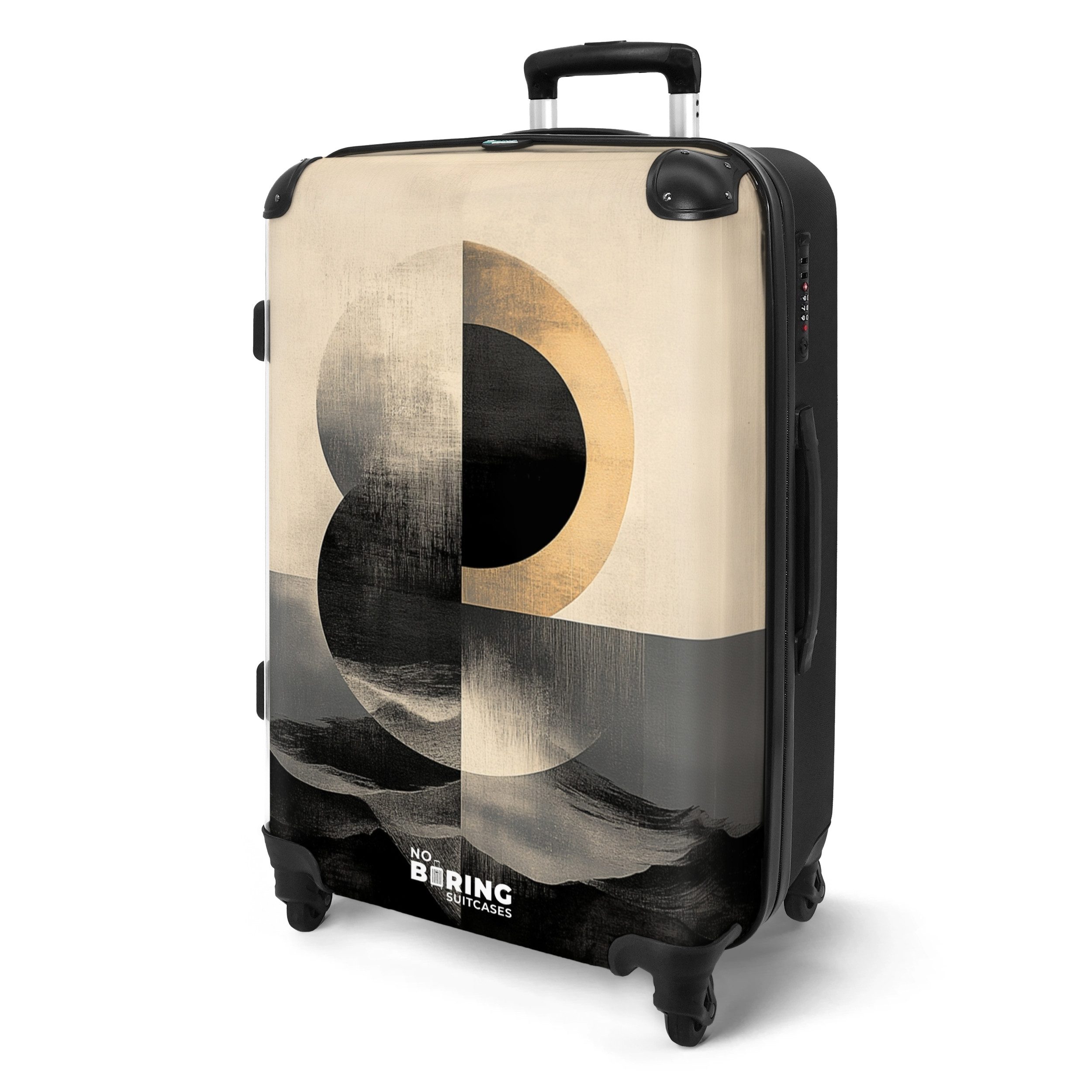 NoBoringSuitcases.com© Hartschalen-Trolley Grafische Landschaft in Schwarz günstig online kaufen