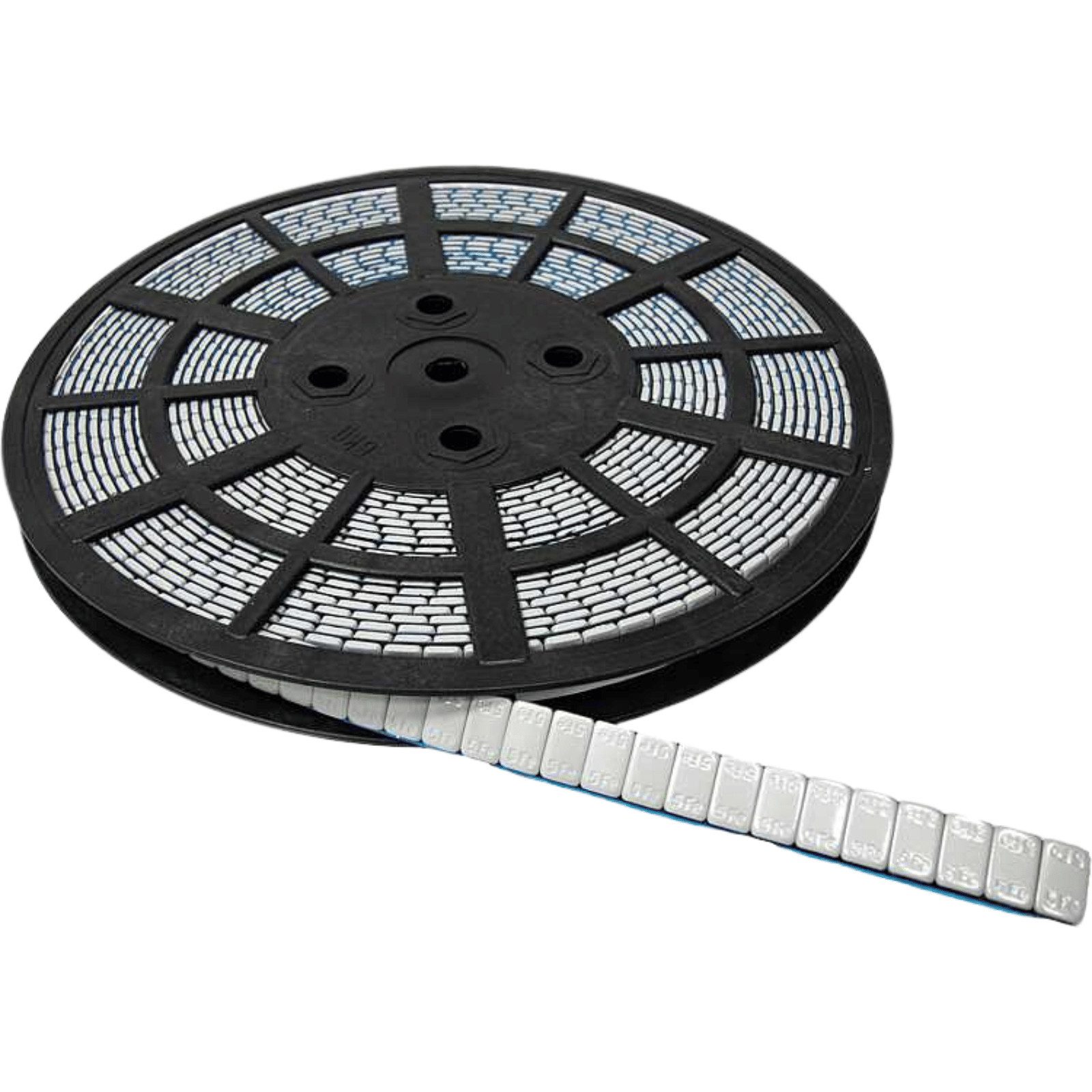 TECHNOLIT® Reifenmontagemaschine Klebe-Stahl-Auswucht-Gewichte auf Rolle grau 6kg, 1.200 x 5g, 1-tlg., 3,8 mm Höhe, 19 mm Tiefe, Flache Klebegewichte für Räder, Kunststoffummantelt