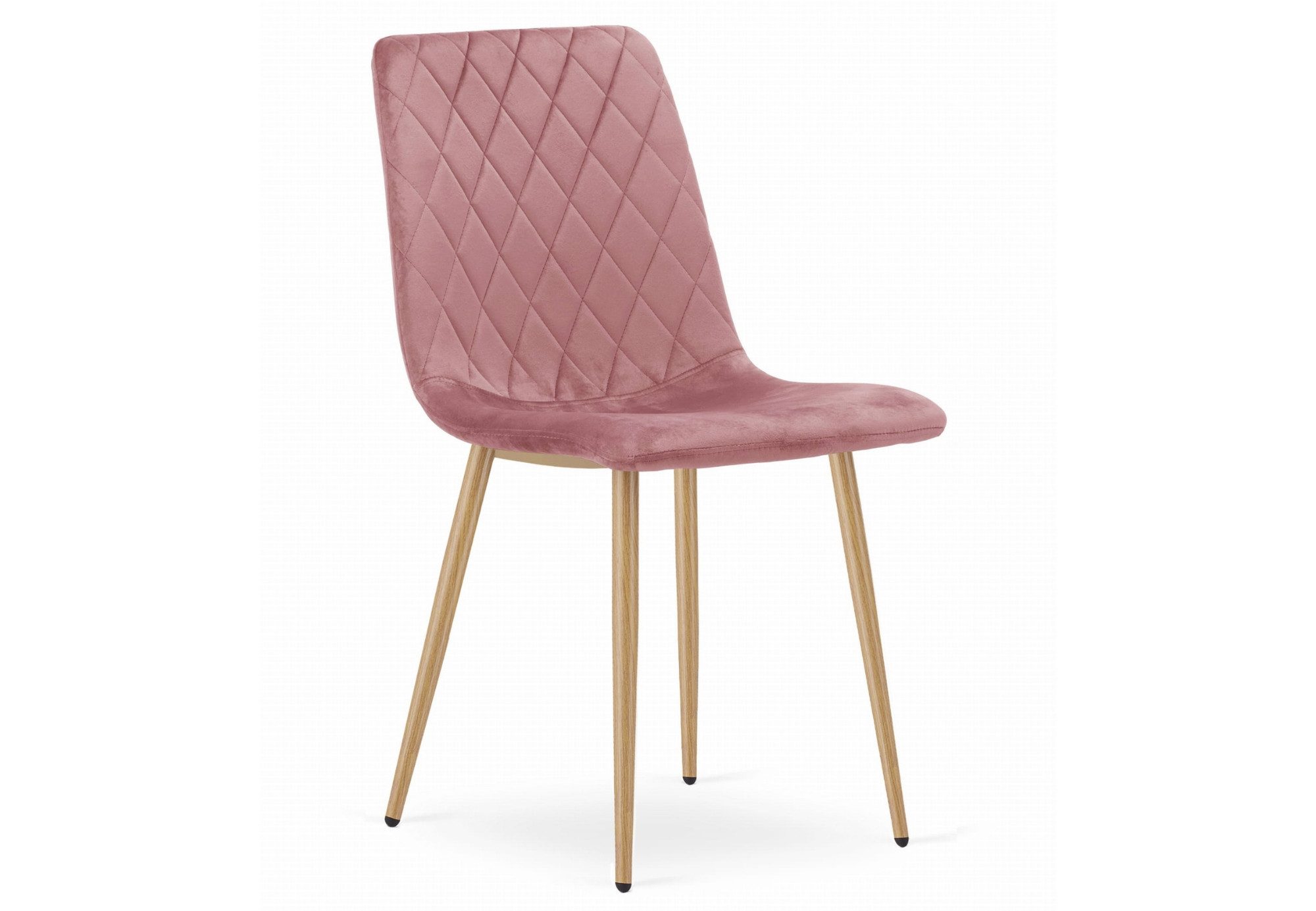 Home Collective Esszimmerstuhl Wohnzimmerstuhl Stuhl mit Velours-Sitz (ergonomisch, ideal für Wohnzimmer, Büro, Schlafzimmer oder Esszimmer), maximale Belastung: 120 kg, rosa mit holzfarbenen Beinen 1 Stuhl
