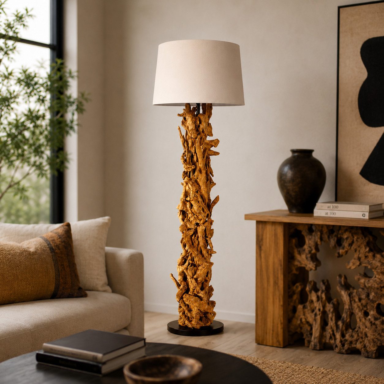 Möbel Bressmer Stehlampe CLEON Stehlampe aus Holz – Naturholzlampe aus Treibholz, handgefertigt, ohne Leuchtmittel, Treibholz, E27