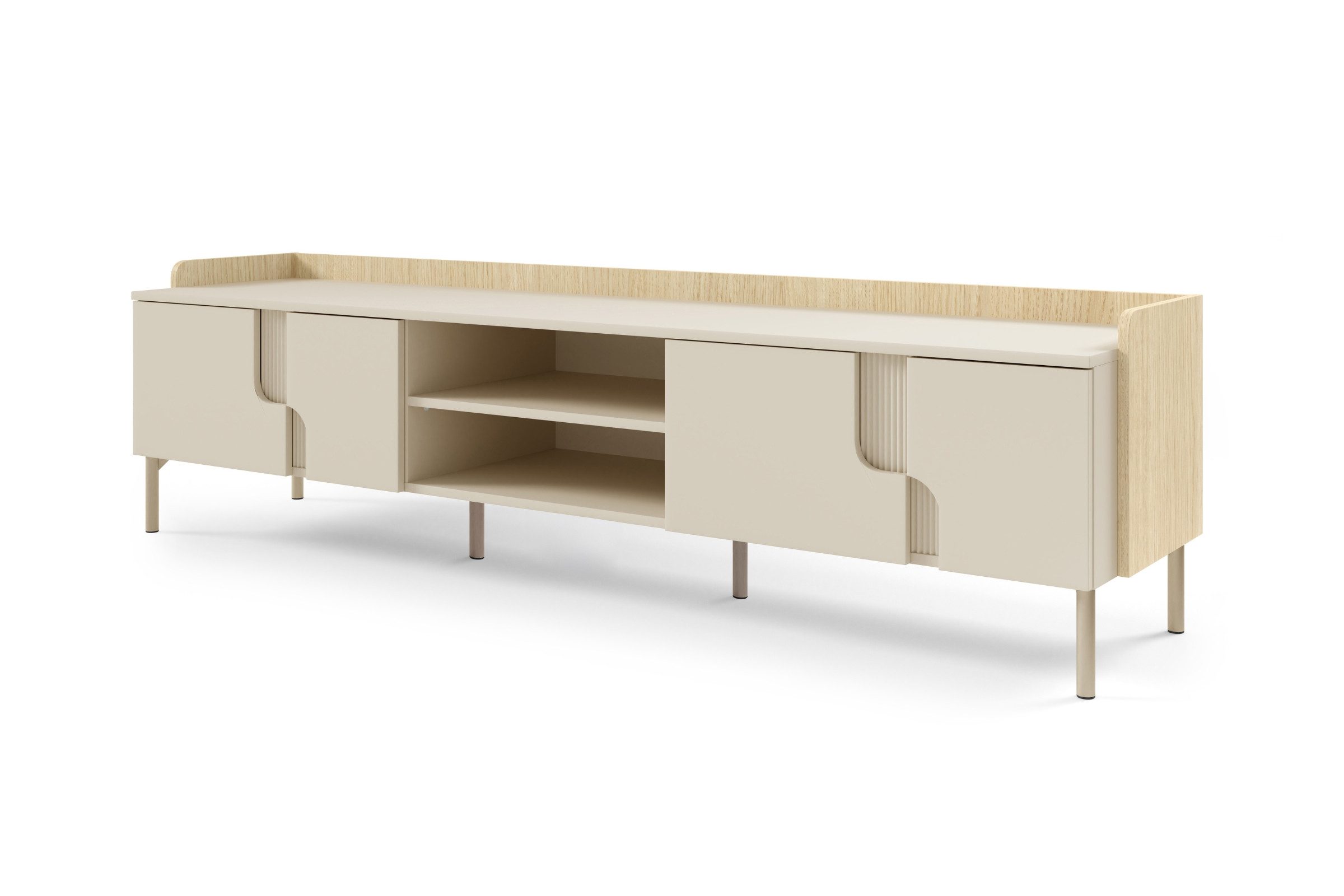 Deine Möbel 24 TV-Regal PAURO 09 TV-Lowboard 4-türig mit offenen Fächern, modernes TV-Board, Set 1-tlg., im skandinavischen Design, Lowboard für Wohnzimmer mit viel Stauraum