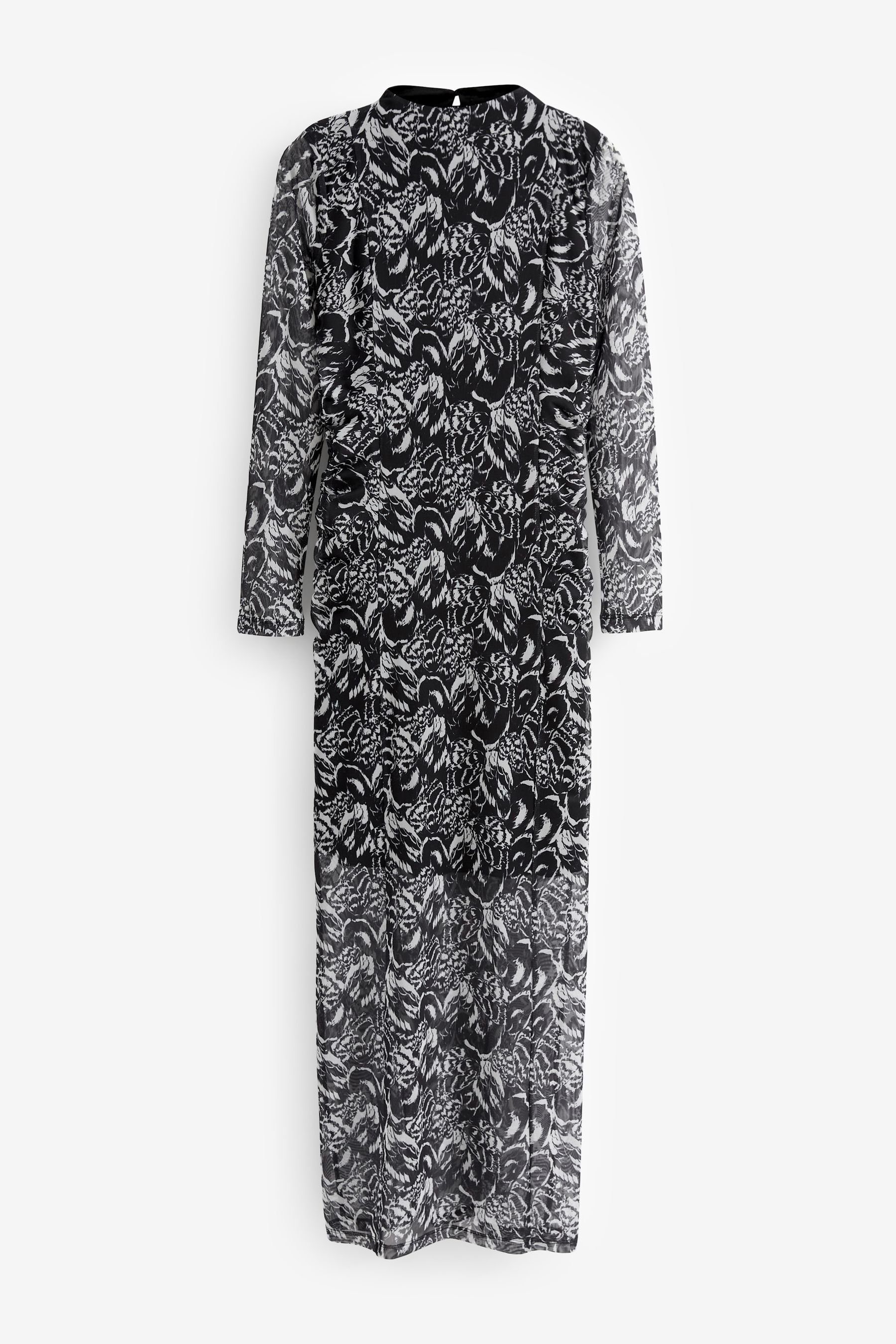 Next Midikleid Plissiertes langärmeliges Midikleid mit günstig online kaufen
