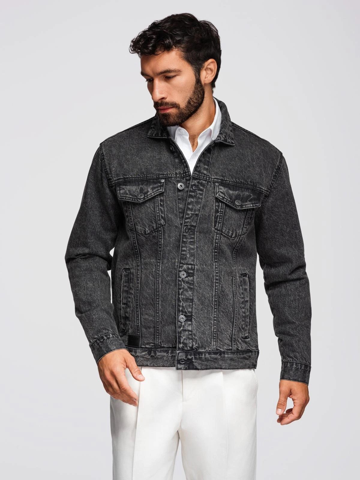 OMBRE Jeansjacke Herren-Jeansjacke mit Waschung