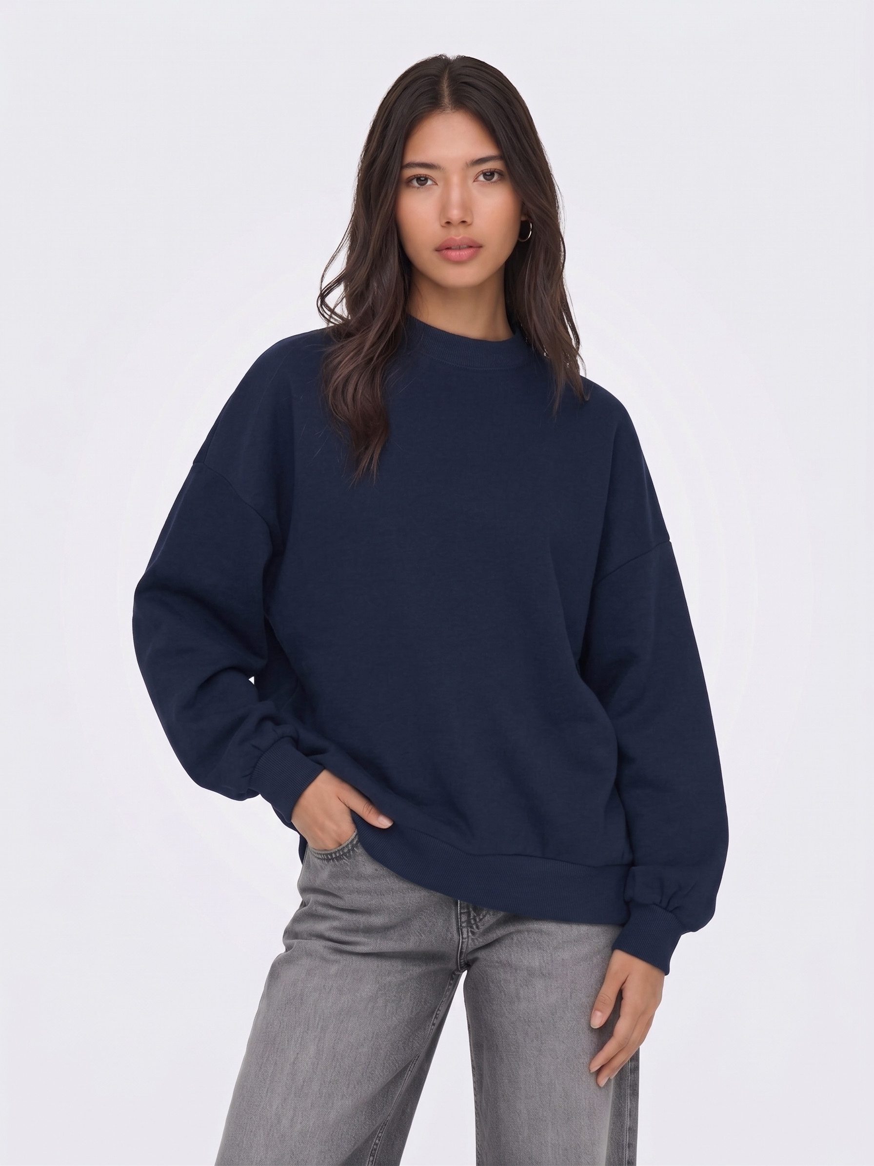 COMEOR Sweatshirt Damen Sweatshirt mit Rundhalsausschnitt Basic Pullover Oversize