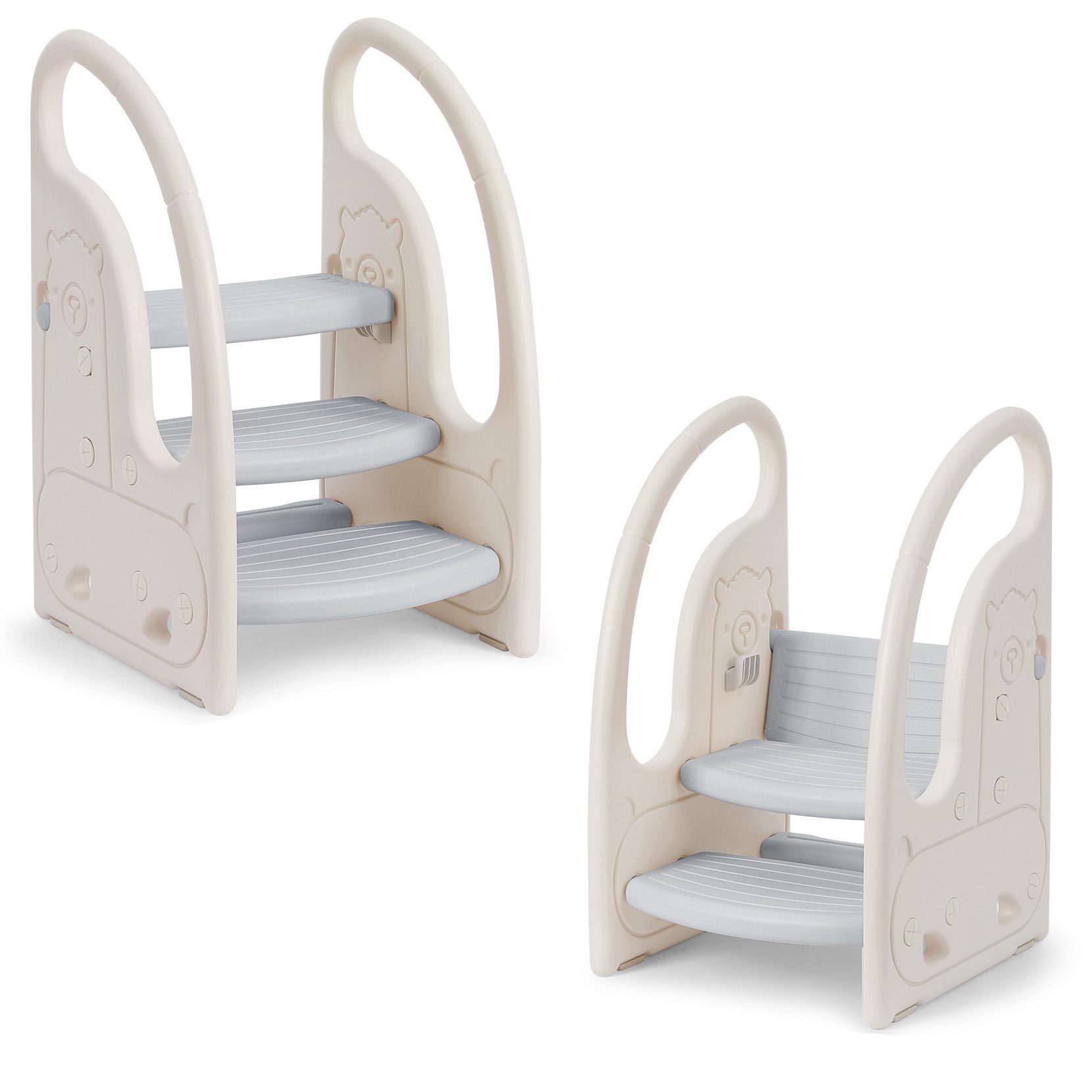 Kinderhocker Kind-Tritthocker Kunststoff 3 Stufen mit breiten Stufen für 2 Jahre ab