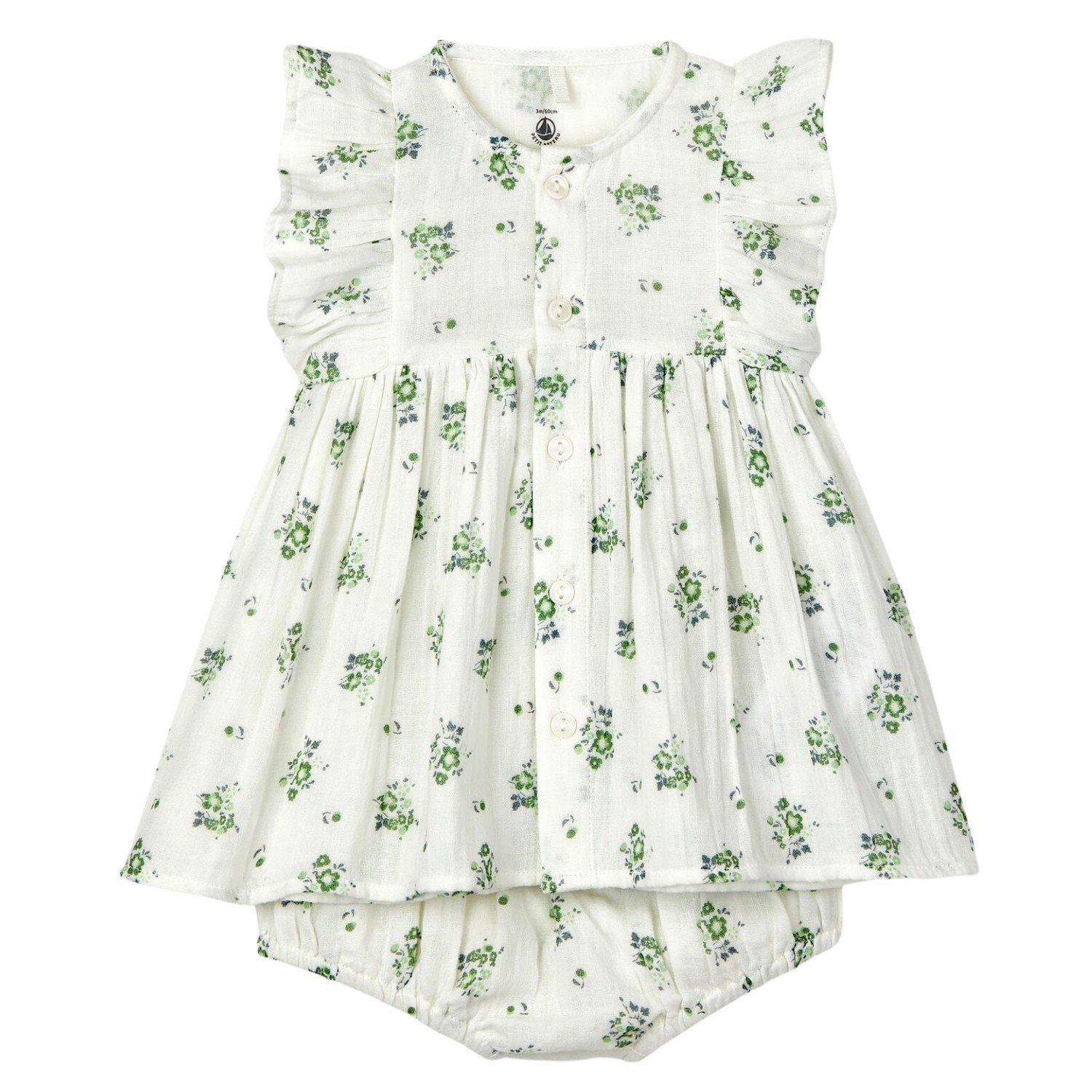 Baby Sommerkleid Bateau Biobaumwolle Bateau Blumen Kleid Petit mit Petit 3-12 aus Monate