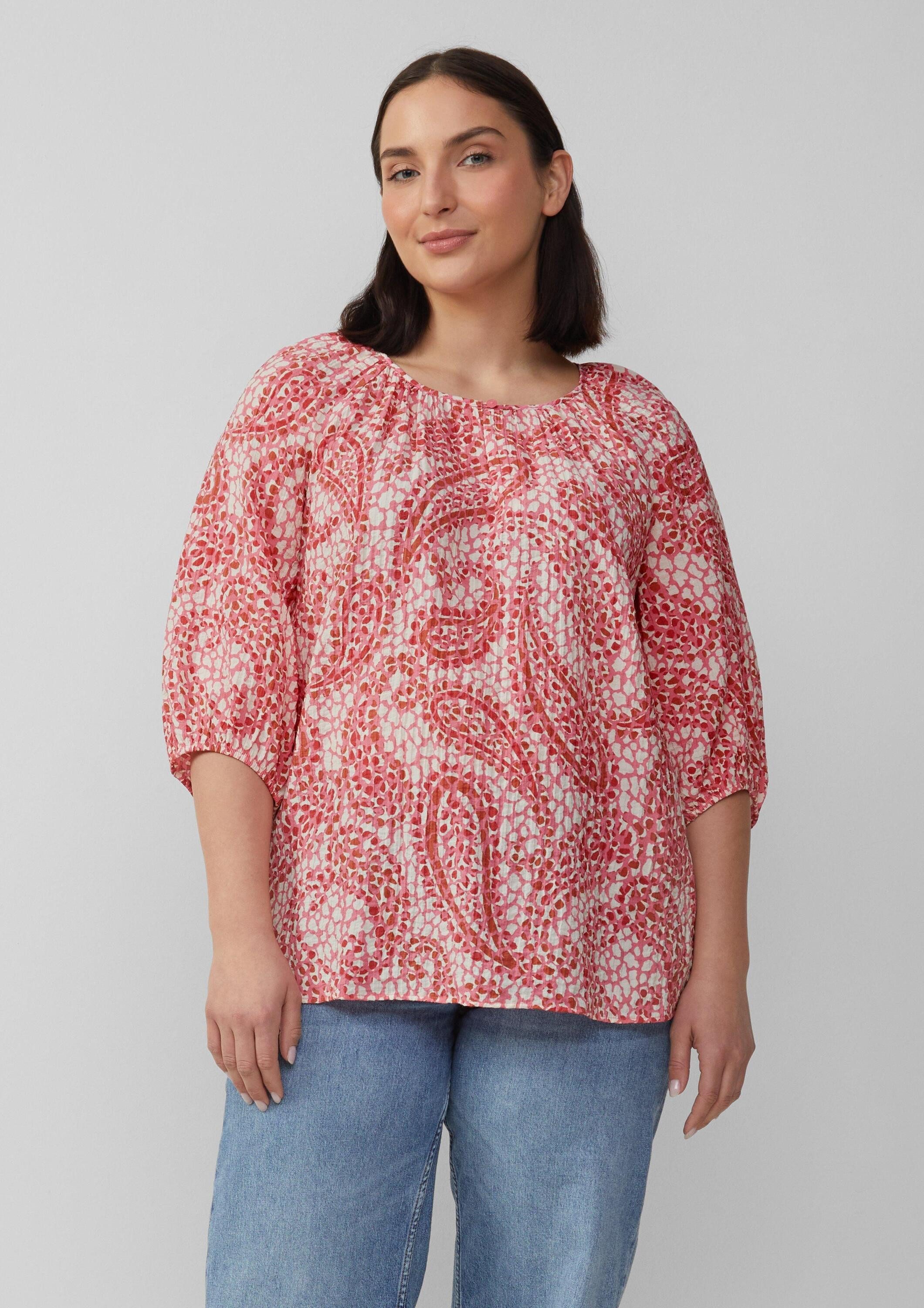 s.Oliver Kurzarmbluse Bluse Strukturierte Relaxed-Fit-Bluse mit Raffungen u günstig online kaufen