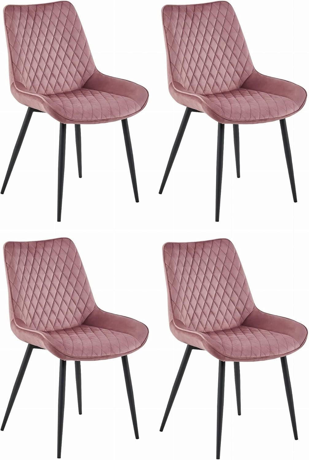 Esszimmerstuhl Stuhl - Dunkelrosa mit Samt – Modern, Ergonomisch & Belastbar, 4 Stück