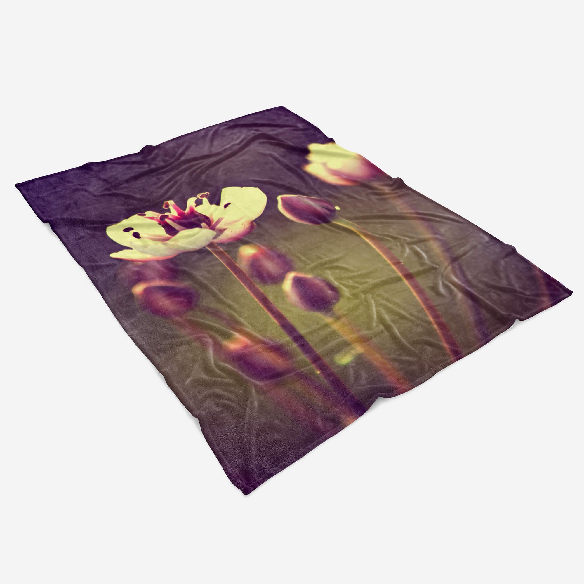 (1-St), Handtuch Strandhandtuch Saunatuch S, Handtuch Handtücher mit Baumwolle-Polyester-Mix Kuscheldecke Kunstvoll Blumen Fotomotiv Sinus Art
