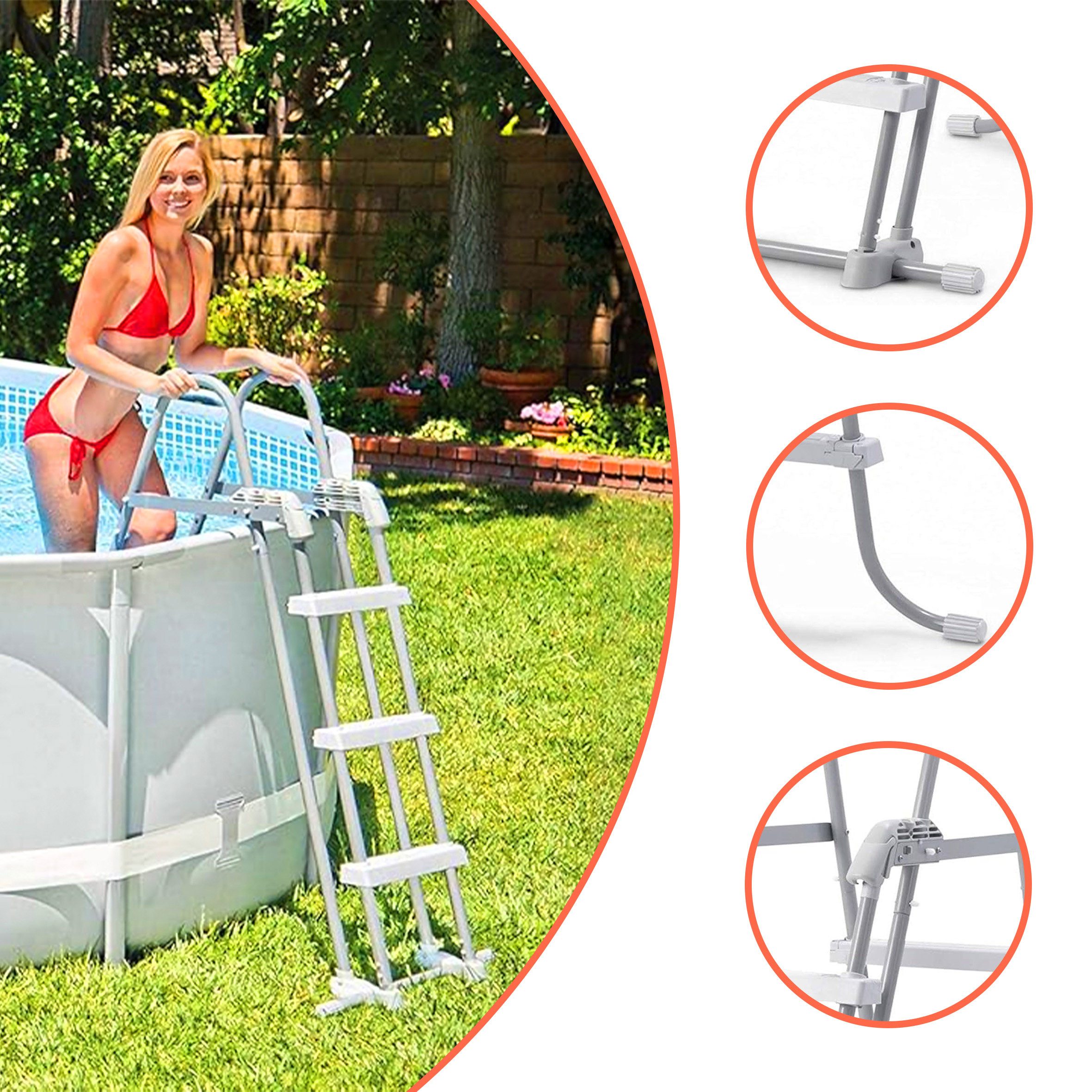Intex Poolleiter Intex Sicherheitsleiter für Pools bis 107 cm Höhe (Anzahl, 1-St., Leiter), Kindersicherung durch abnehmbaren Außenstufen