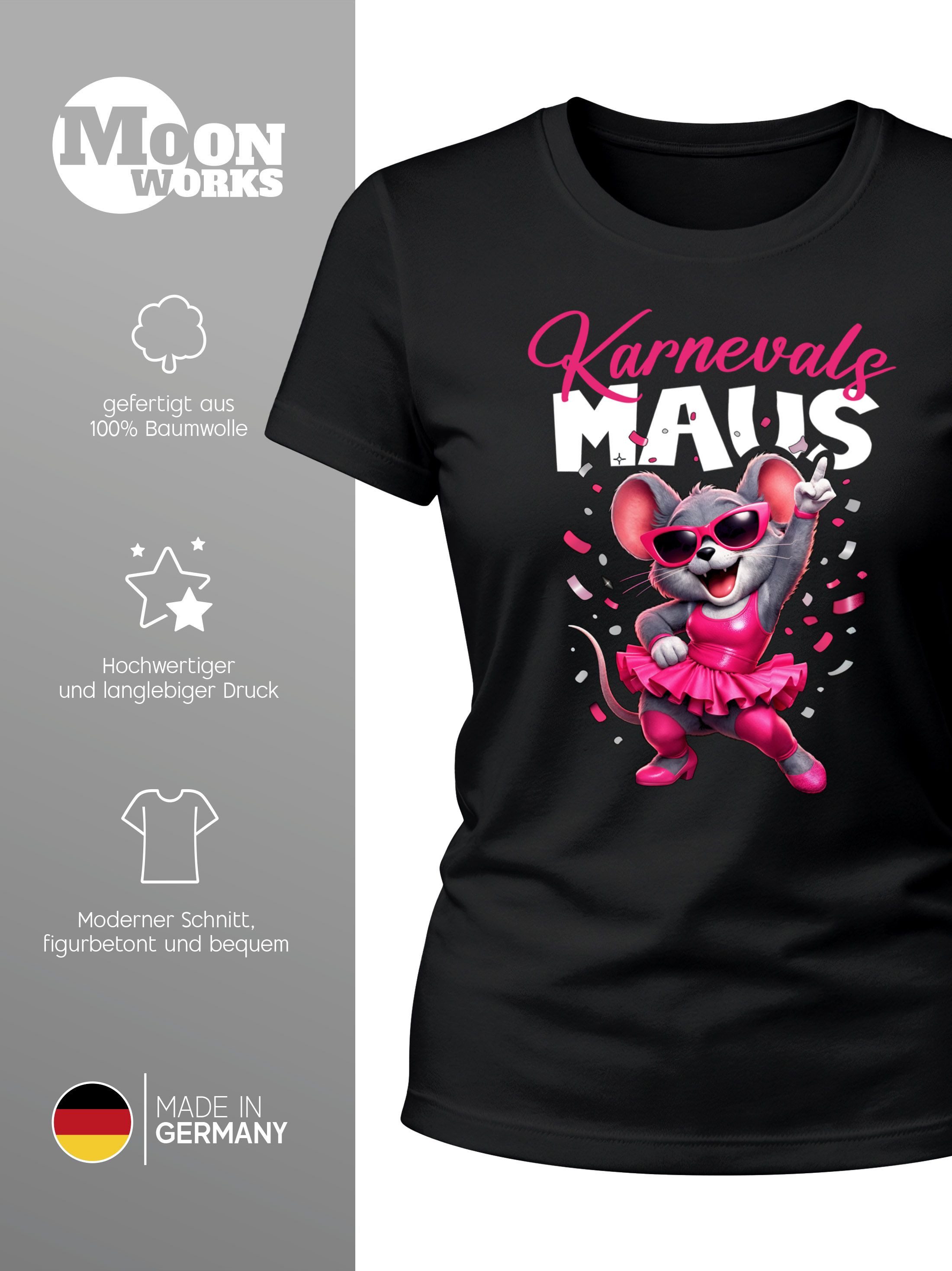 MoonWorks Print-Shirt Damen T-Shirt Karnevalsmaus Gruppenkostüm Fasching Karneval Ersatz mit Print