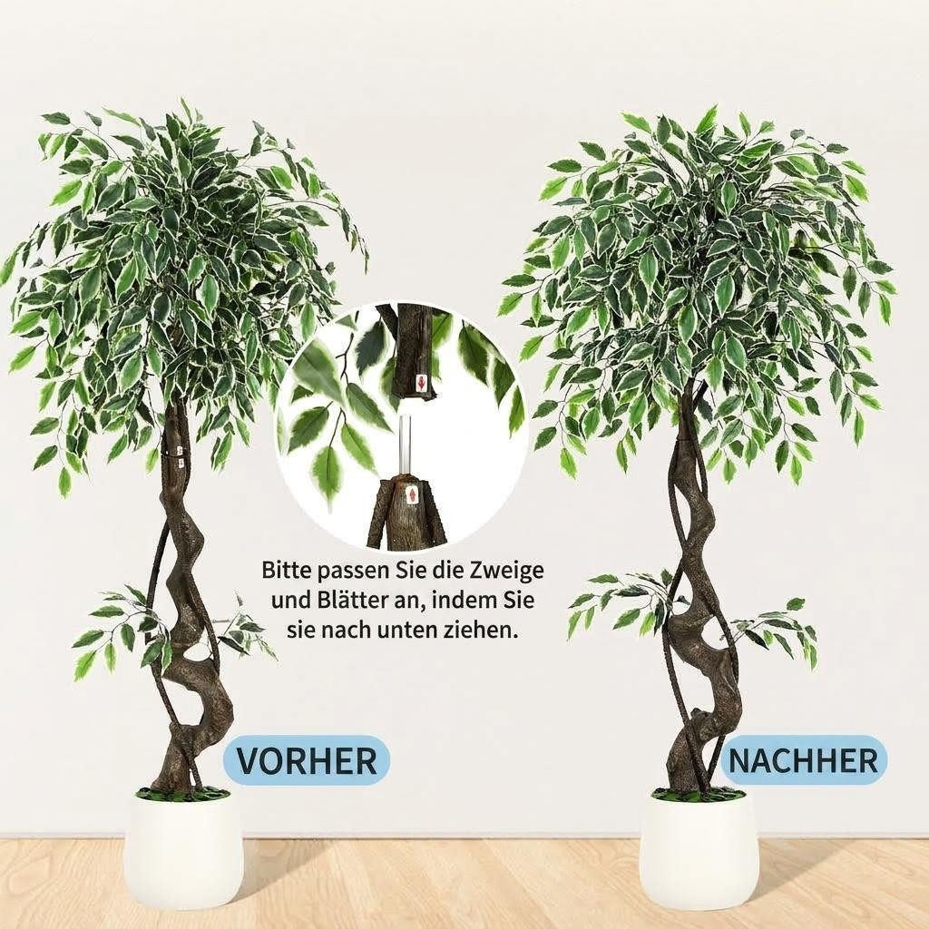 Kunstbaum Künstlicher Ficusbaum Künstliche Pflanzen Künstliche Zimmerpflanze Ficusbaum, GarveeMore, Höhe 120 cm – Bild 5 von 5