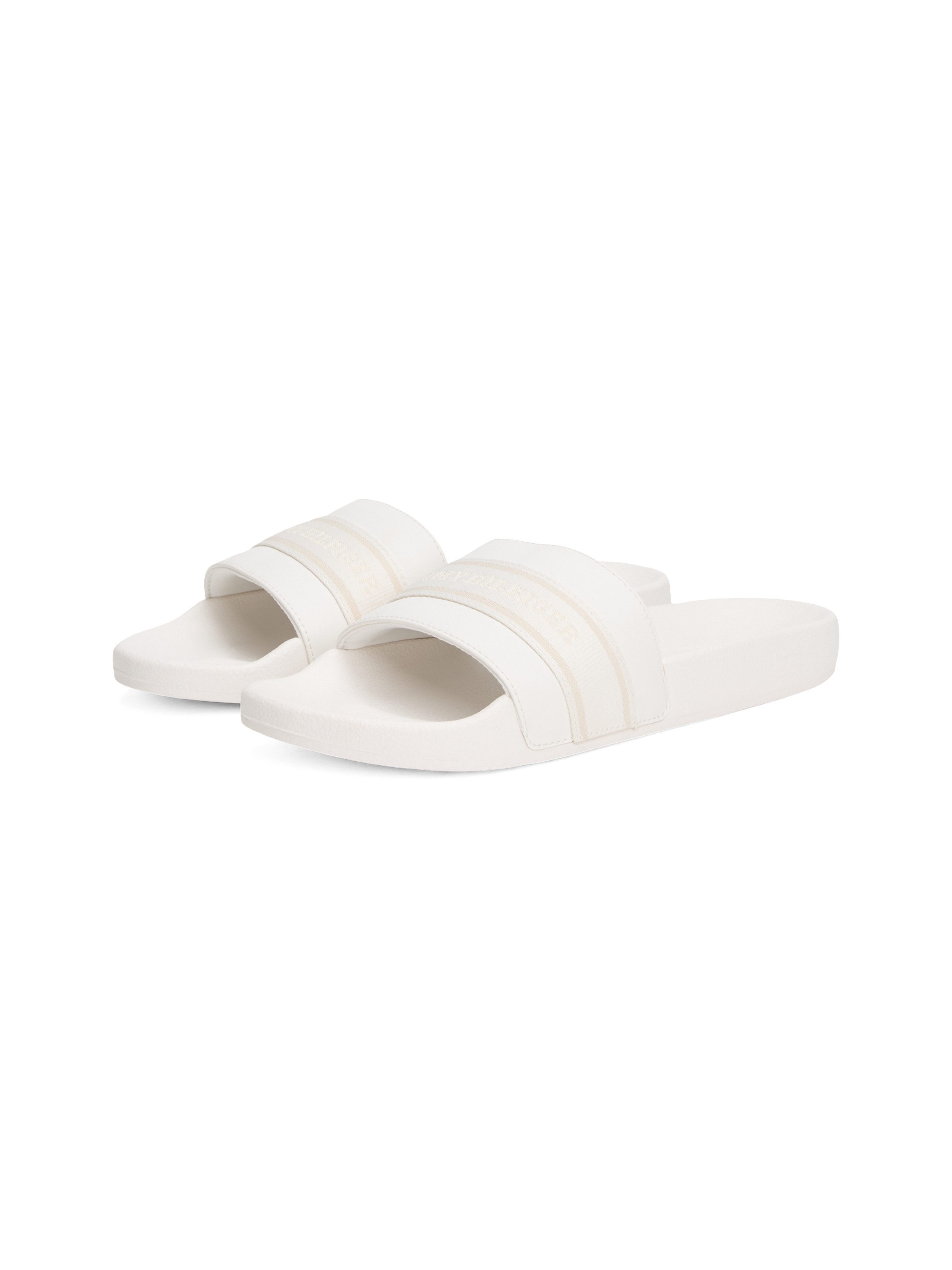 Tommy Hilfiger HILFIGER POOLSIDE WITH WEBBING Pantolette, Plateau, Sommermode, Bequemschuh, Flats mit Textilband