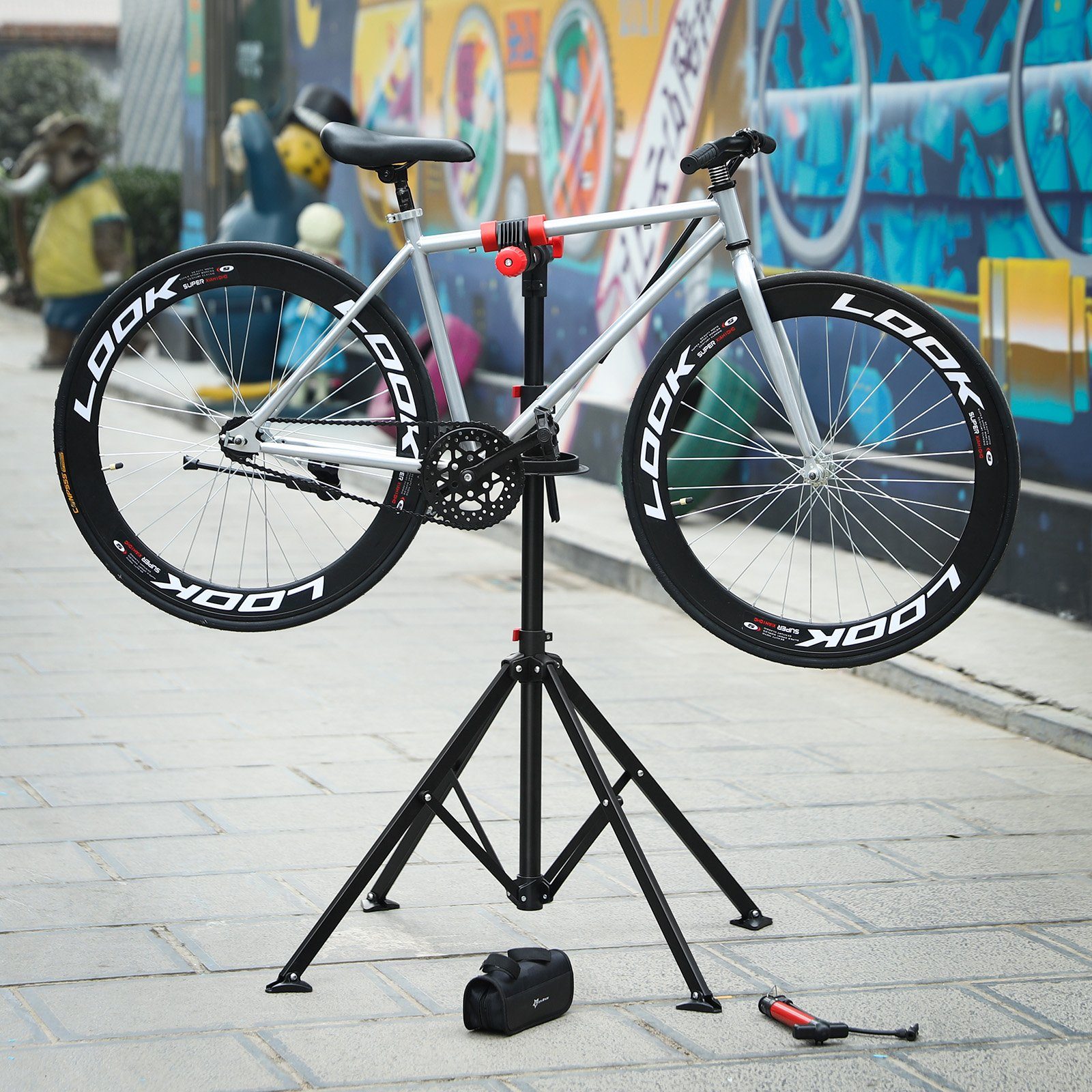 SONGMICS Fahrrad-Montageständer »Teleskopständer für Fahrräder«,  Montageständer mit magnetischer Werkzeugschale, tragbar