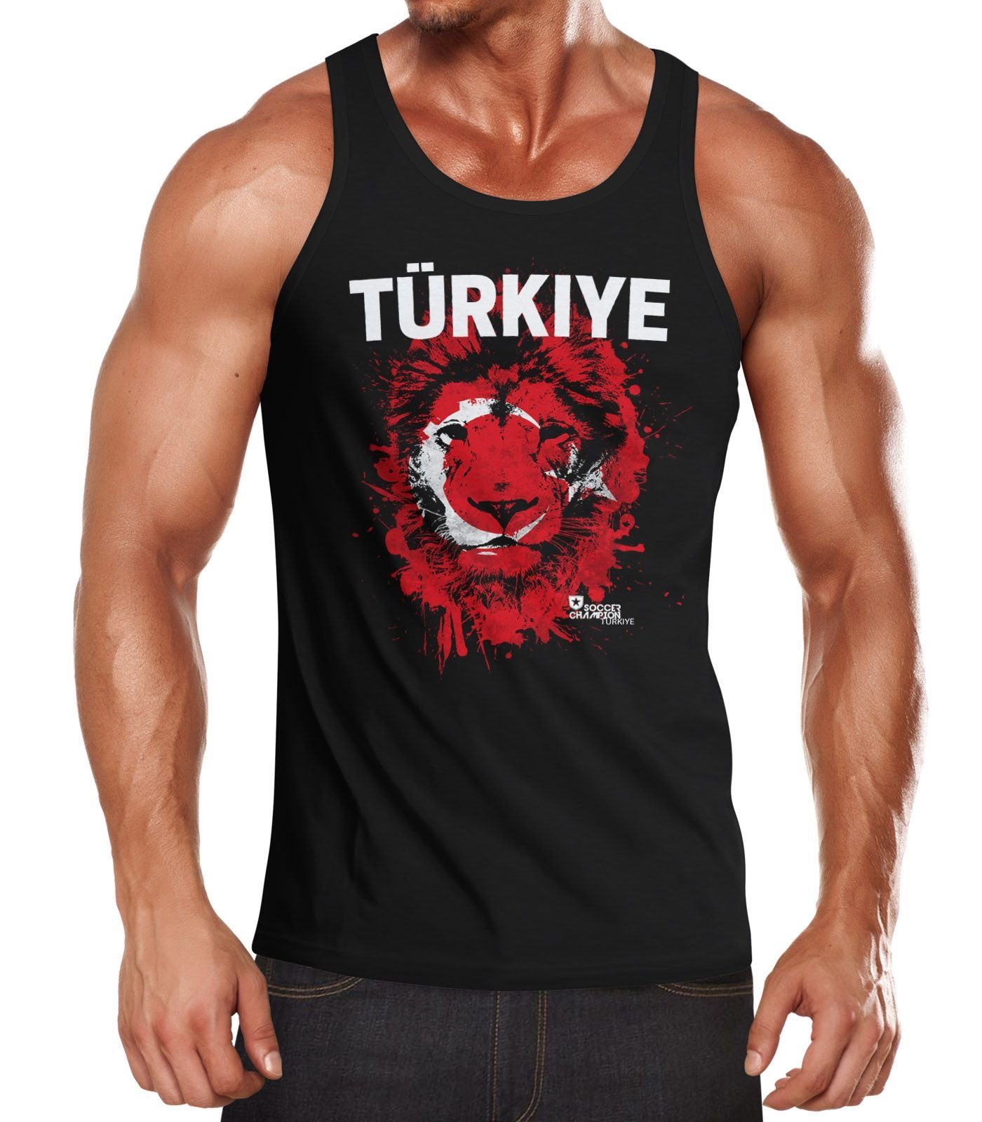 Tanktop Herren Tanktop Fanshirt Türkei Türkiye Turkey EM WM Fußball Löwe