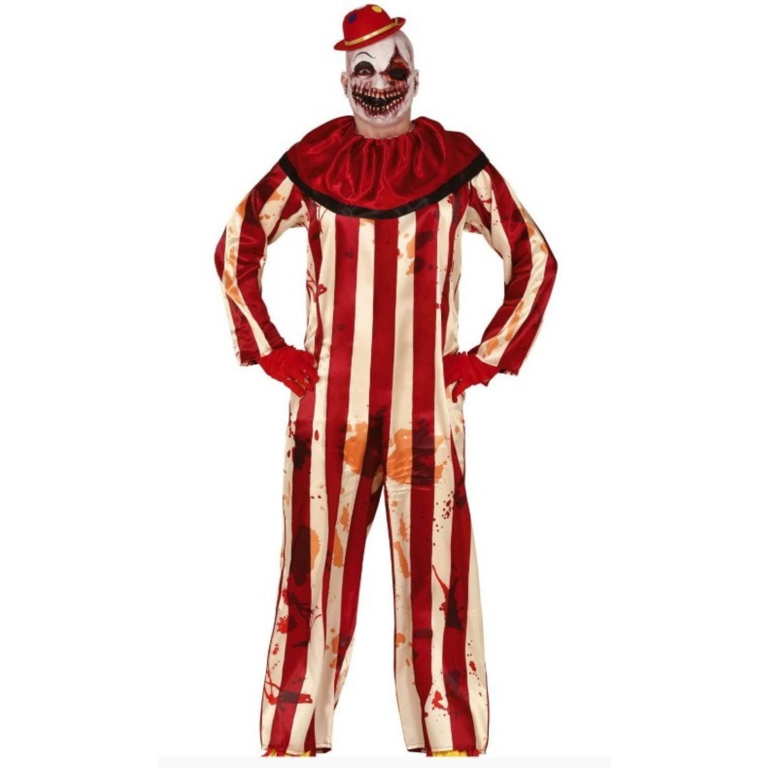 Fiestas Guirca Clown-Kostüm Kostüm 'Gestreifter Horror Clown' für Jugendliche