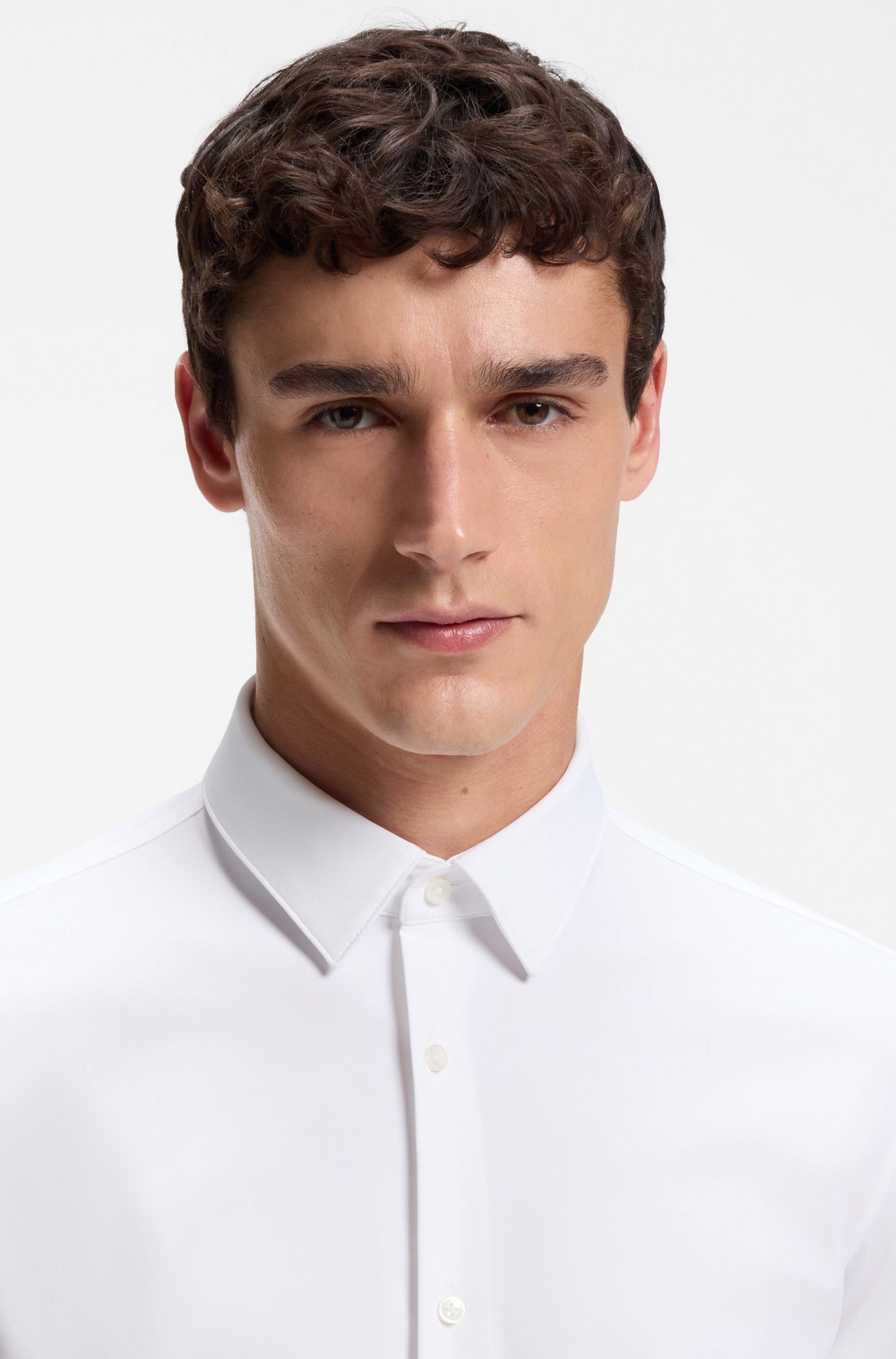 BOSS Langarmhemd HANK Kentkragen, Performance-Stretch-Jersey