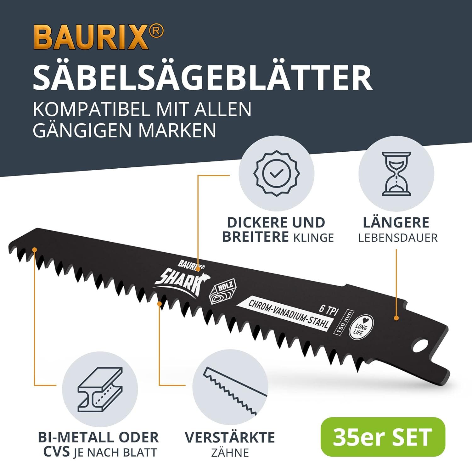 BAURIX Säbelsägeblatt Set - Sägeblatt Säbelsäge für schnelle und saubere Sc günstig online kaufen