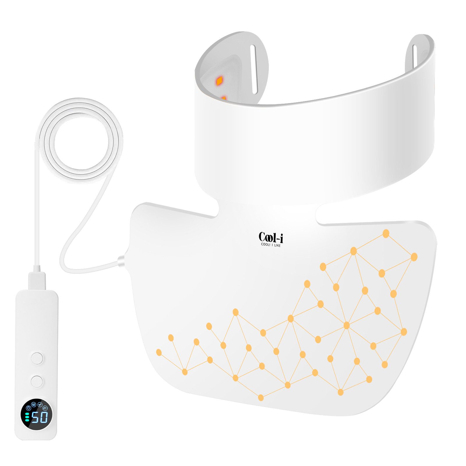 COOL-i ® Dermaroller Dermaroller LED Halsmaske Phototherapie für den Hals, 660 nm Rotlicht & 850 nm Infrarot, FDA