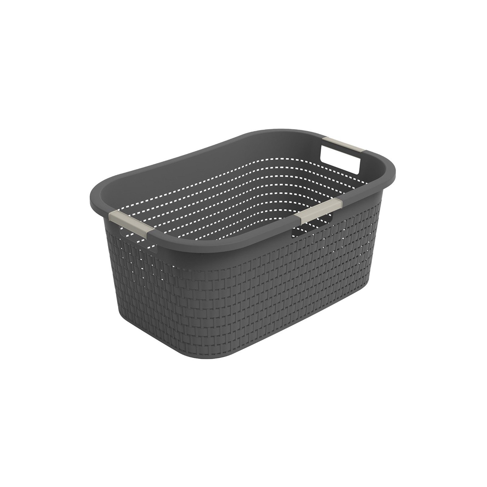 ROTHO Wäschekorb Wäschebox 40L COUNTRY, ergonomische Wäschebehälter mit Griffe, Rattan-Oberfläche ermöglicht Luftzirkulation im Korb