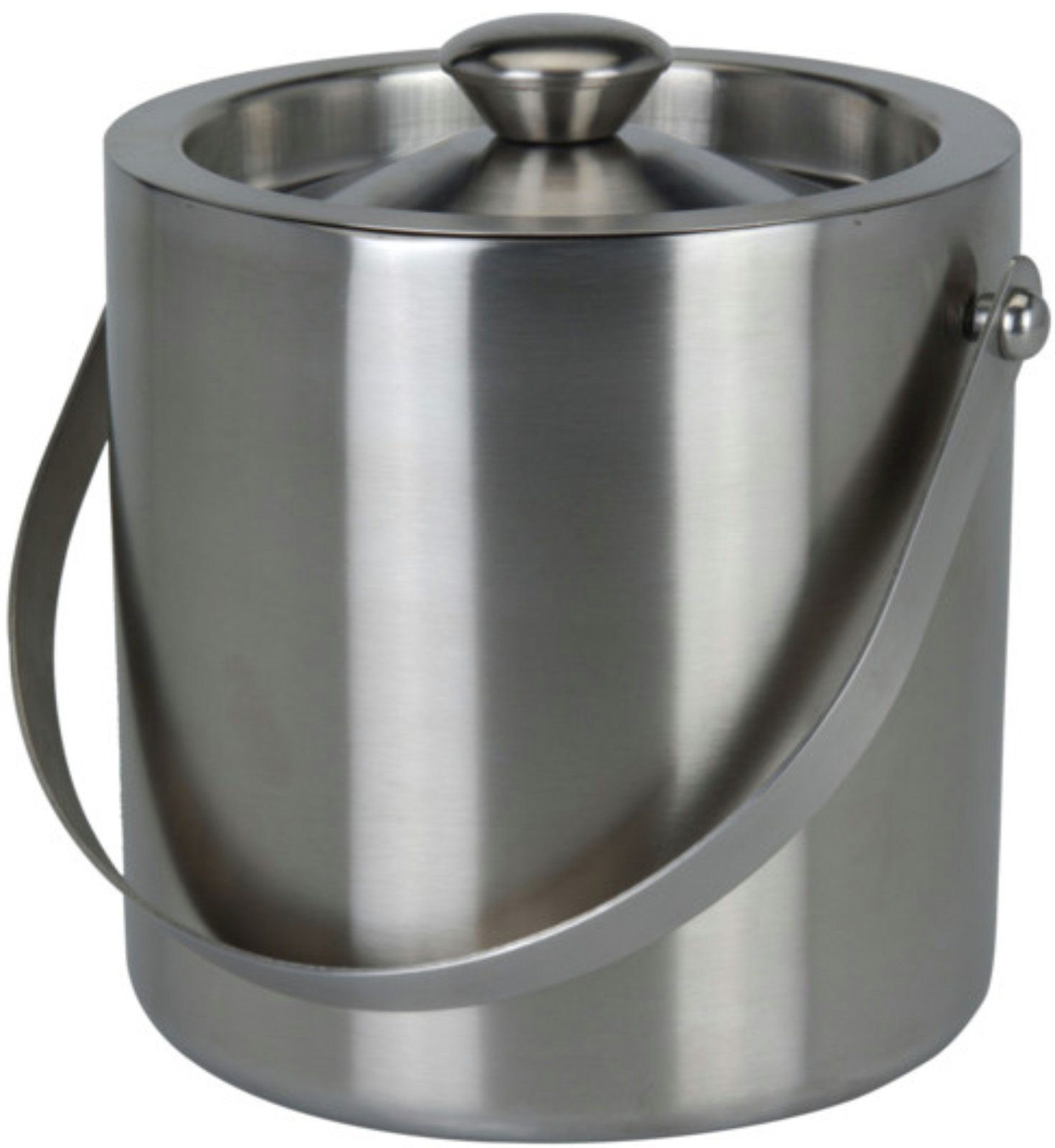 Koopman Eiseimer Eiskühler Eiswürfelbehälter 1,7 Liter Edelstahl, 1700 ml, Tragegriff, Deckel, 15 cm Durchmesser, Matt