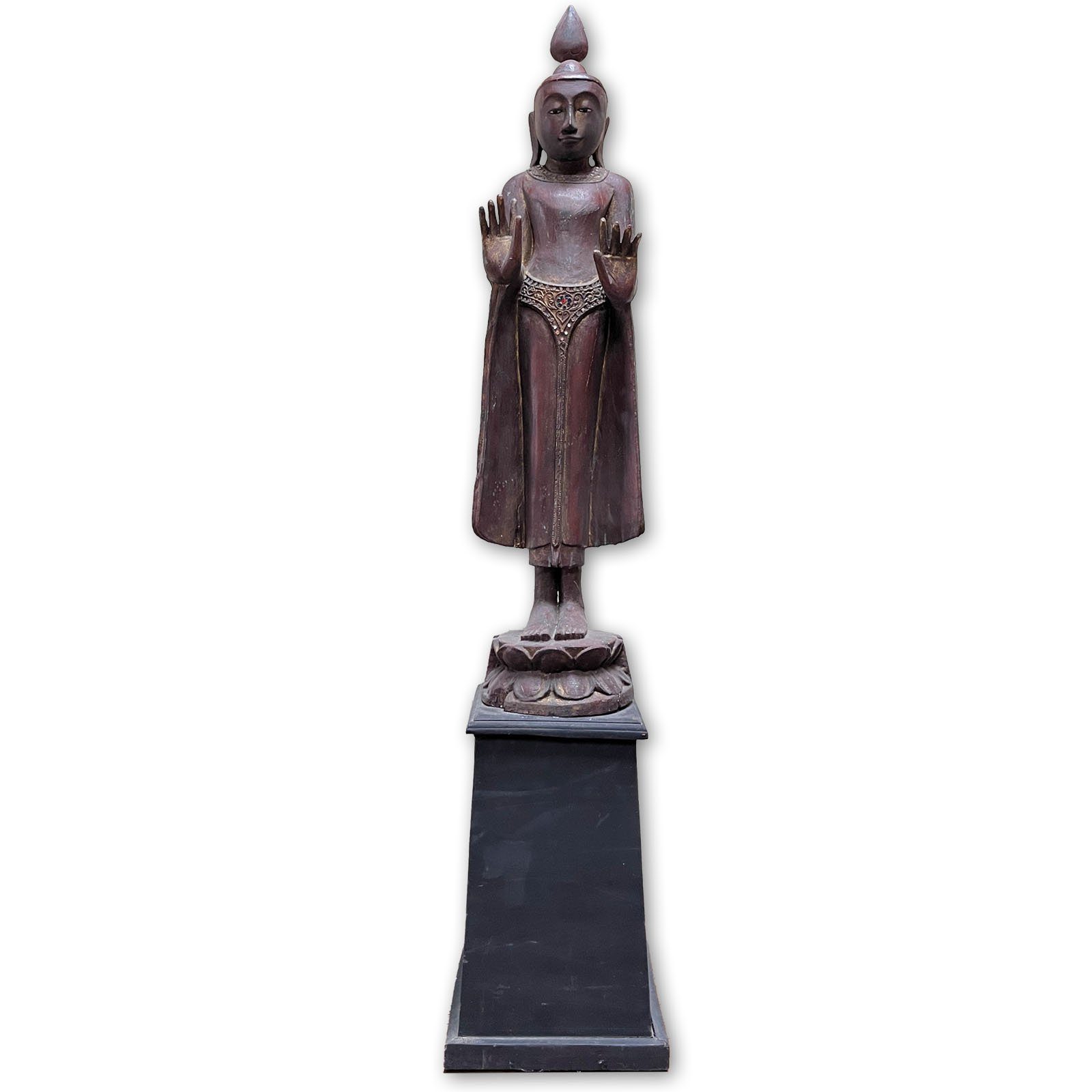 Buddha Holz Statue 122cm Mandalay groß - stehend Burma LifeStyle Asien Buddhafigur