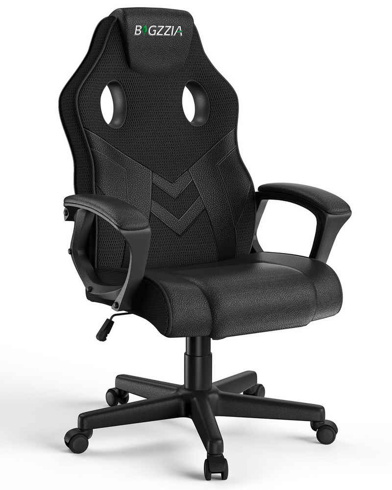 BIGZZIA Gaming-Stuhl Computerstuhl Ergonomisch - Gamer Stuhl Bürostuhl, mit Höhenverstellung Wippfunktion Feste Armlehne