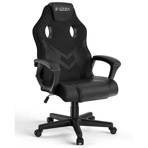 BIGZZIA Gaming-Stuhl Computerstuhl Ergonomisch - Gamer Stuhl Bürostuhl, mit Höhenverstellung Wippfunktion Feste Armlehne