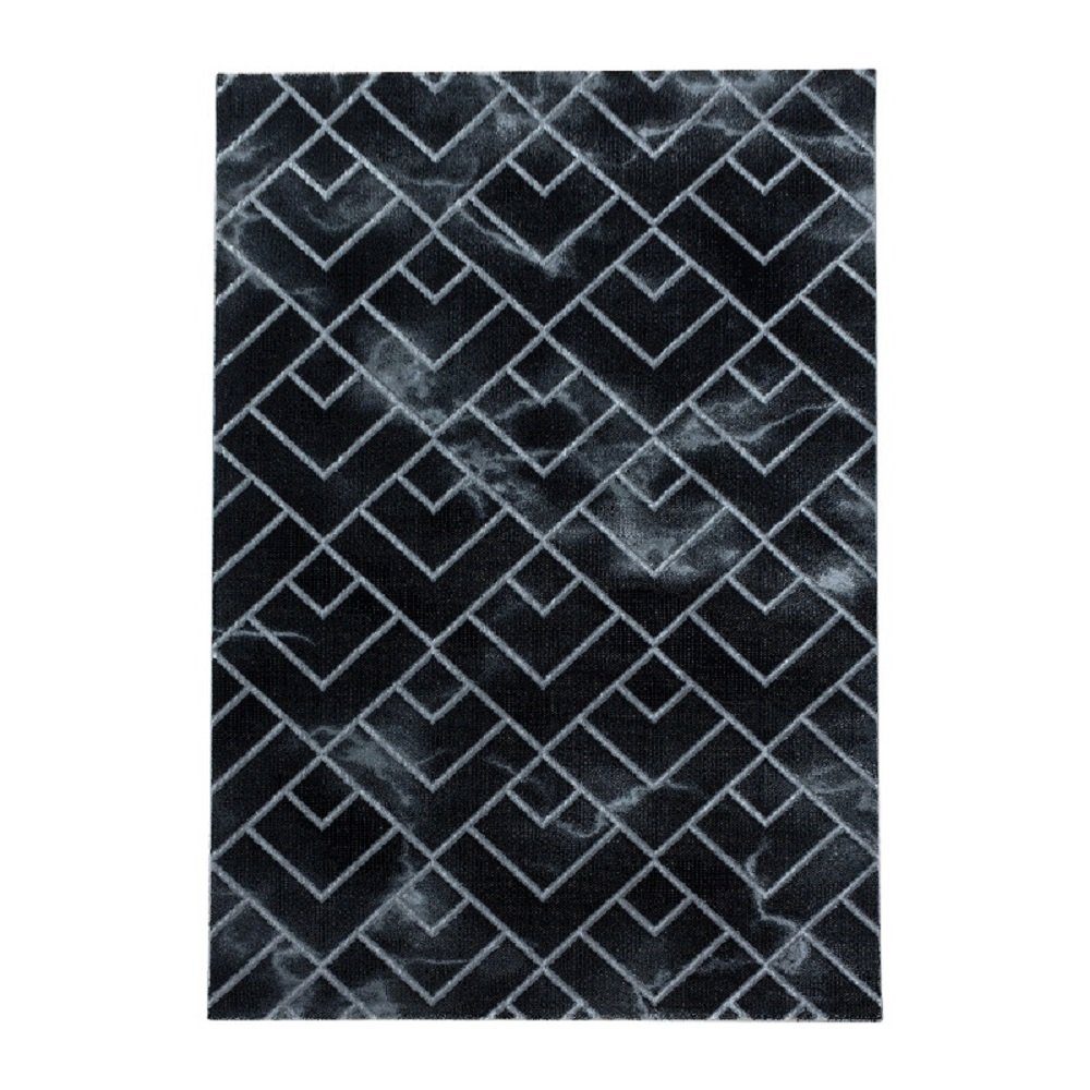 und Teppich, chic, edel rechteck Silber Marmoroptik Designteppich Giantore,