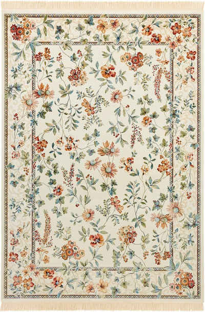 Teppich Orient Flowers, NOURISTAN, rechteckig, Höhe: 5 mm, Orientalisch mit Fransen, Orient, Wohnzimmer, Schlafzimmer, Esszimmer