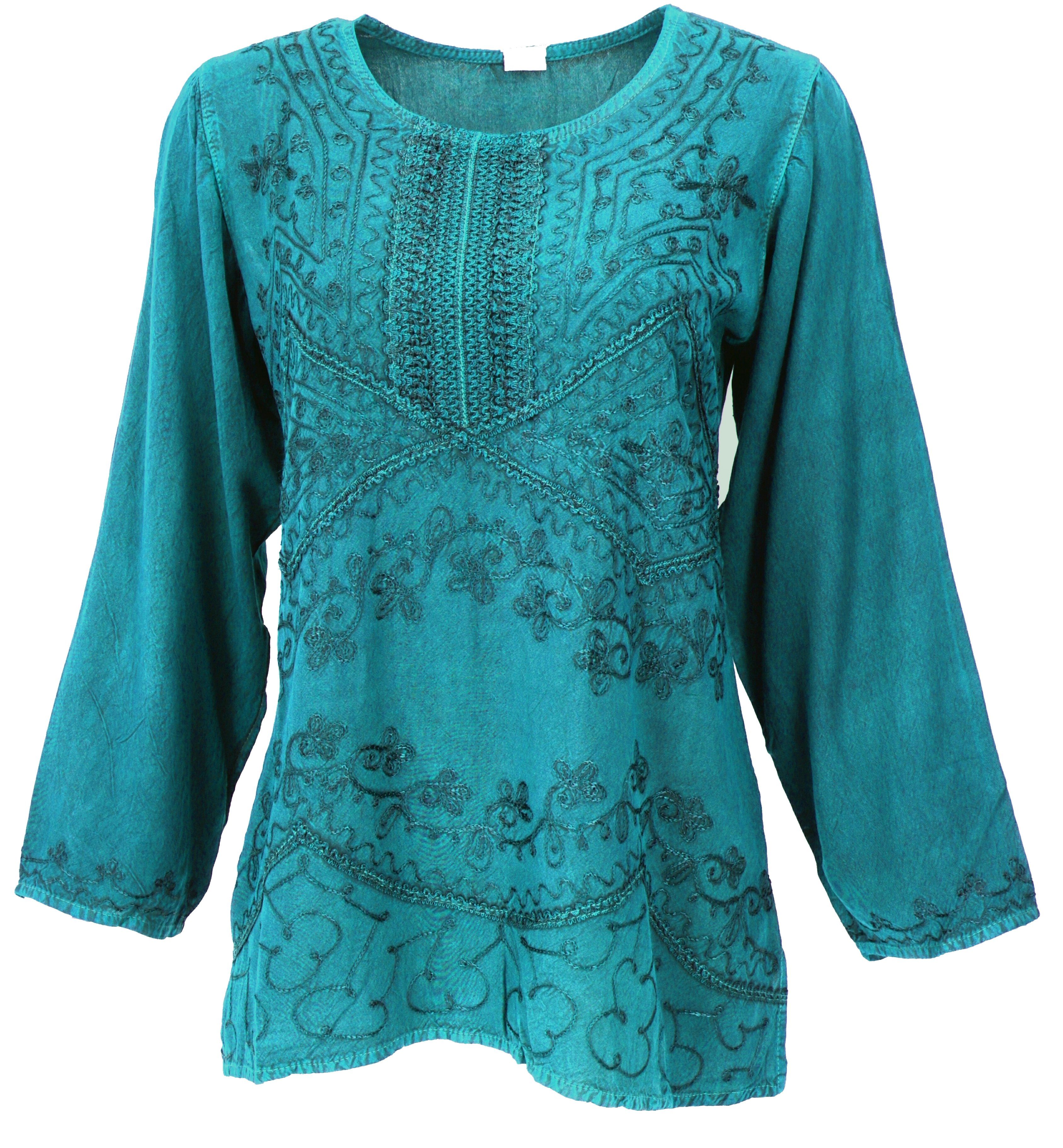 Guru-Shop Longbluse Bestickte indische Hippie Langarm günstig online kaufen