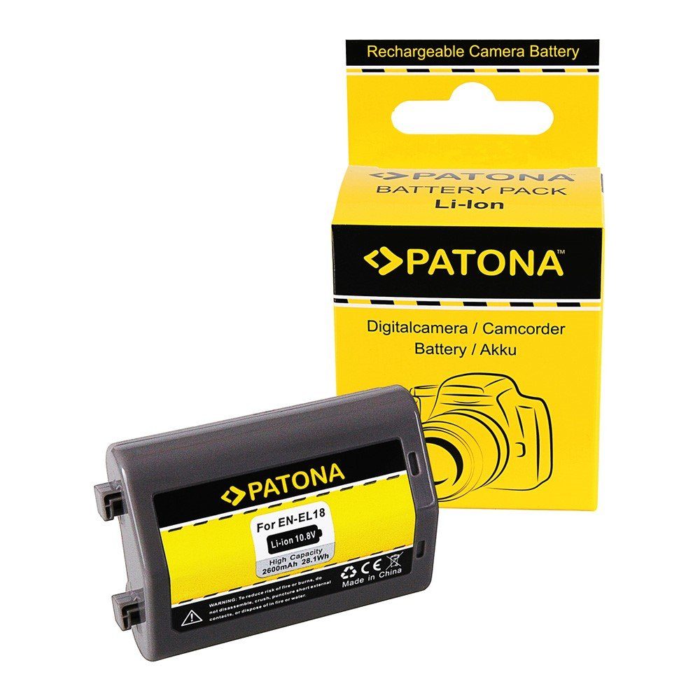 Patona Akku für Nikon EN-EL18 Kamera-Akku Ersatzakku Kameraakku 2600 mAh (10,8 V, 1 St), ENEL18 D4 D4S D5 D810 D850