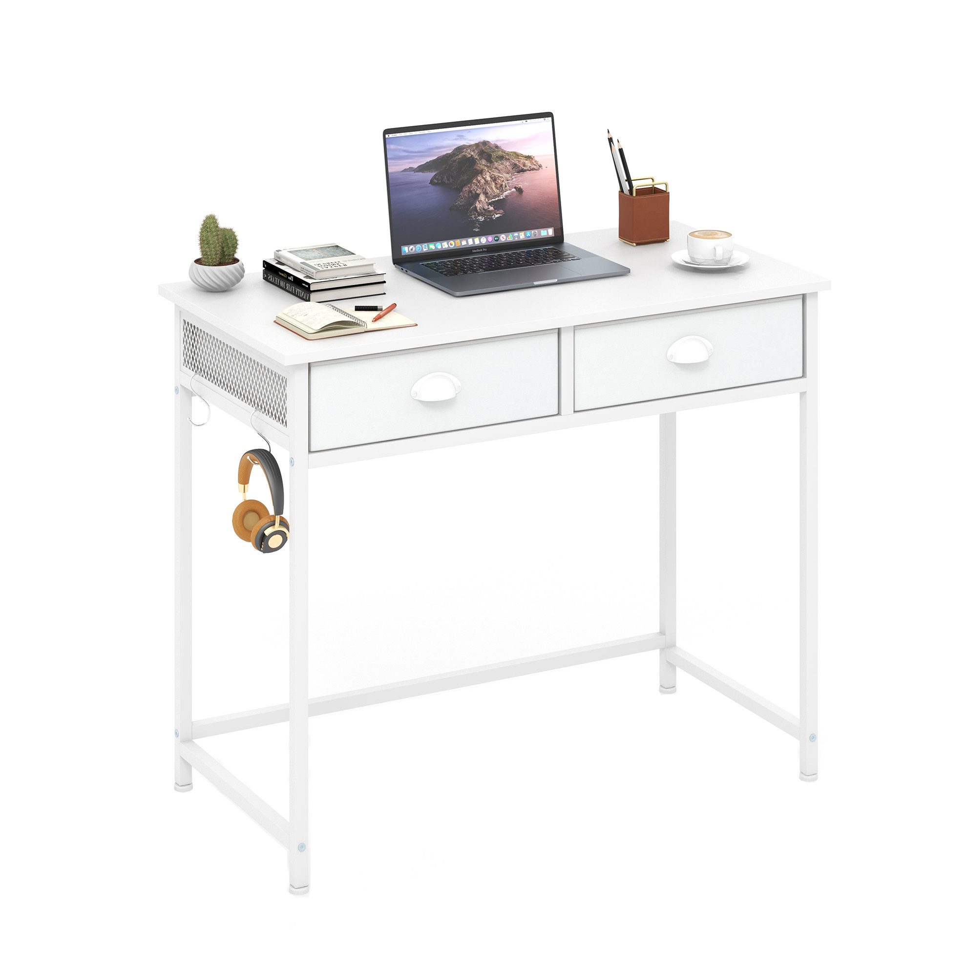 COSTWAY Schreibtisch (1-St), Computertisch mit 2 Schublade, Bürotisch, Arbe günstig online kaufen