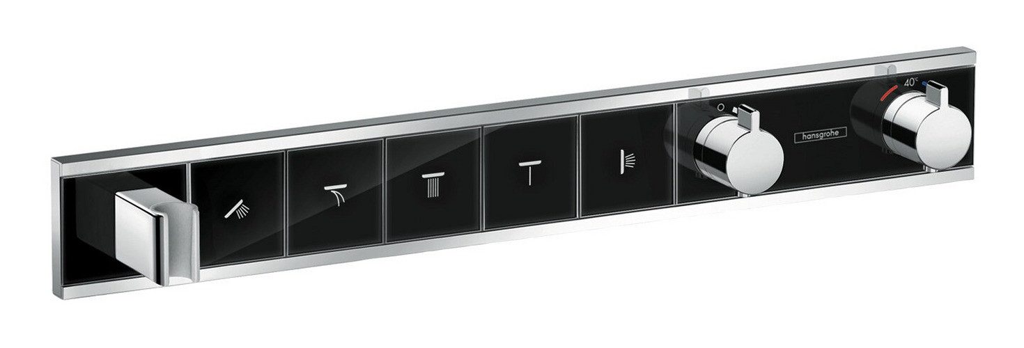 hansgrohe Brausethermostat RainSelect Für 5 Verbraucher m. integriertem Brausehalter Unterputz - Schwarz