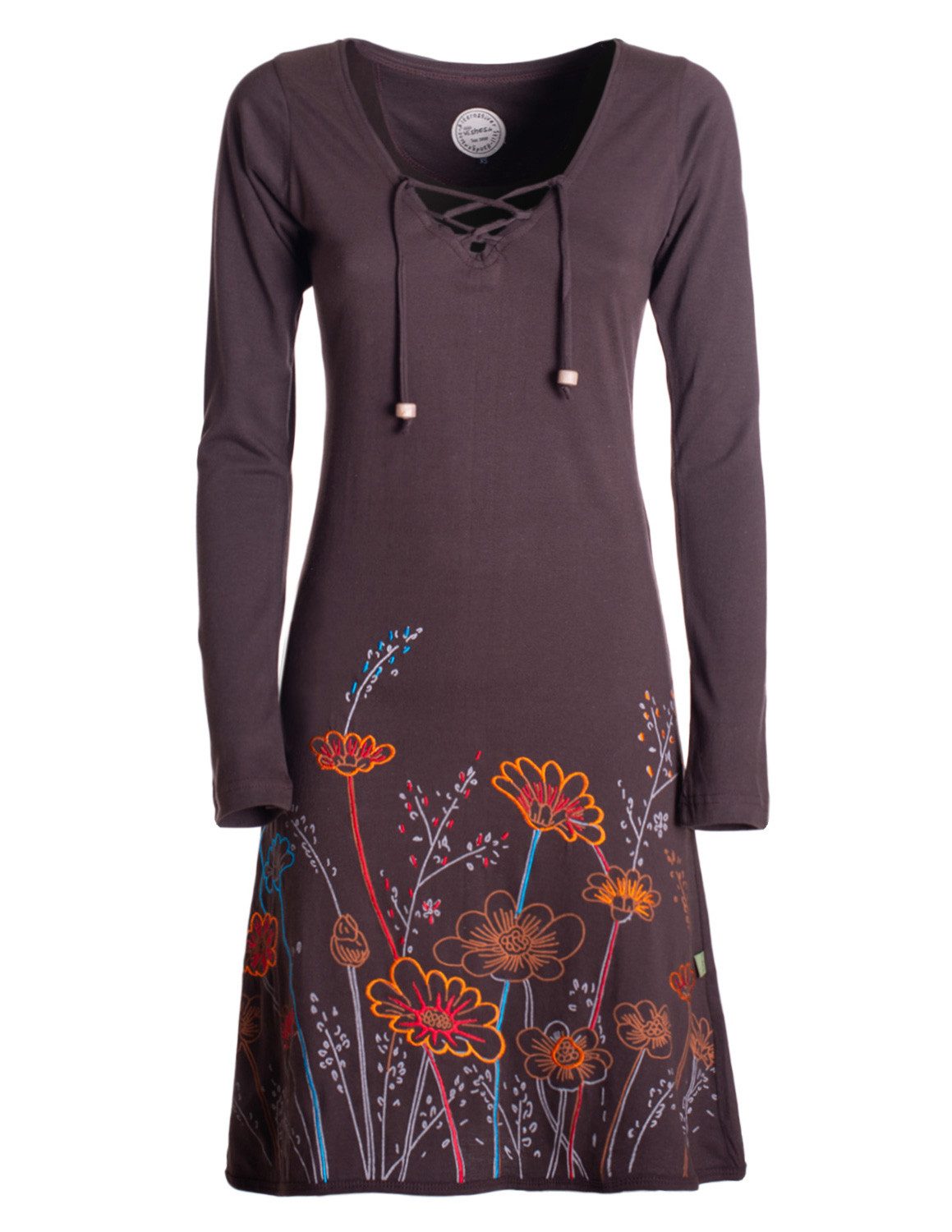 Vishes Tunikakleid Damen Langarm-Shirtkleid Tunika-Kleid Baumwollkleid mit günstig online kaufen