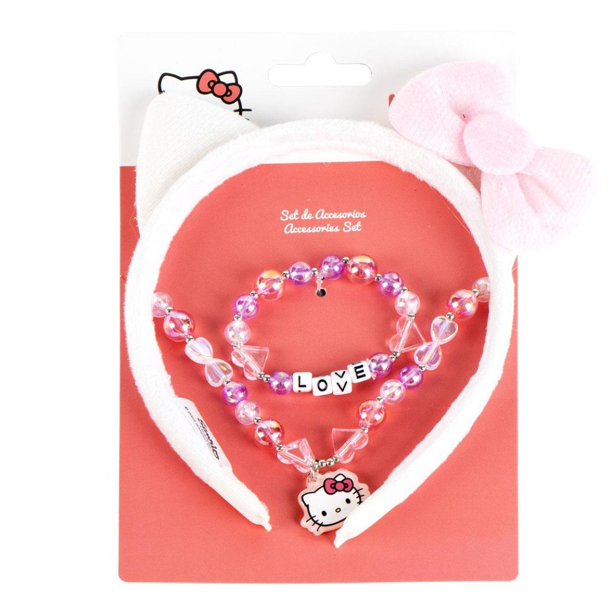 Hello Kitty Schmuckset Mädchen Schmuckset 3-teiliges Set mit Fan-Accessoires