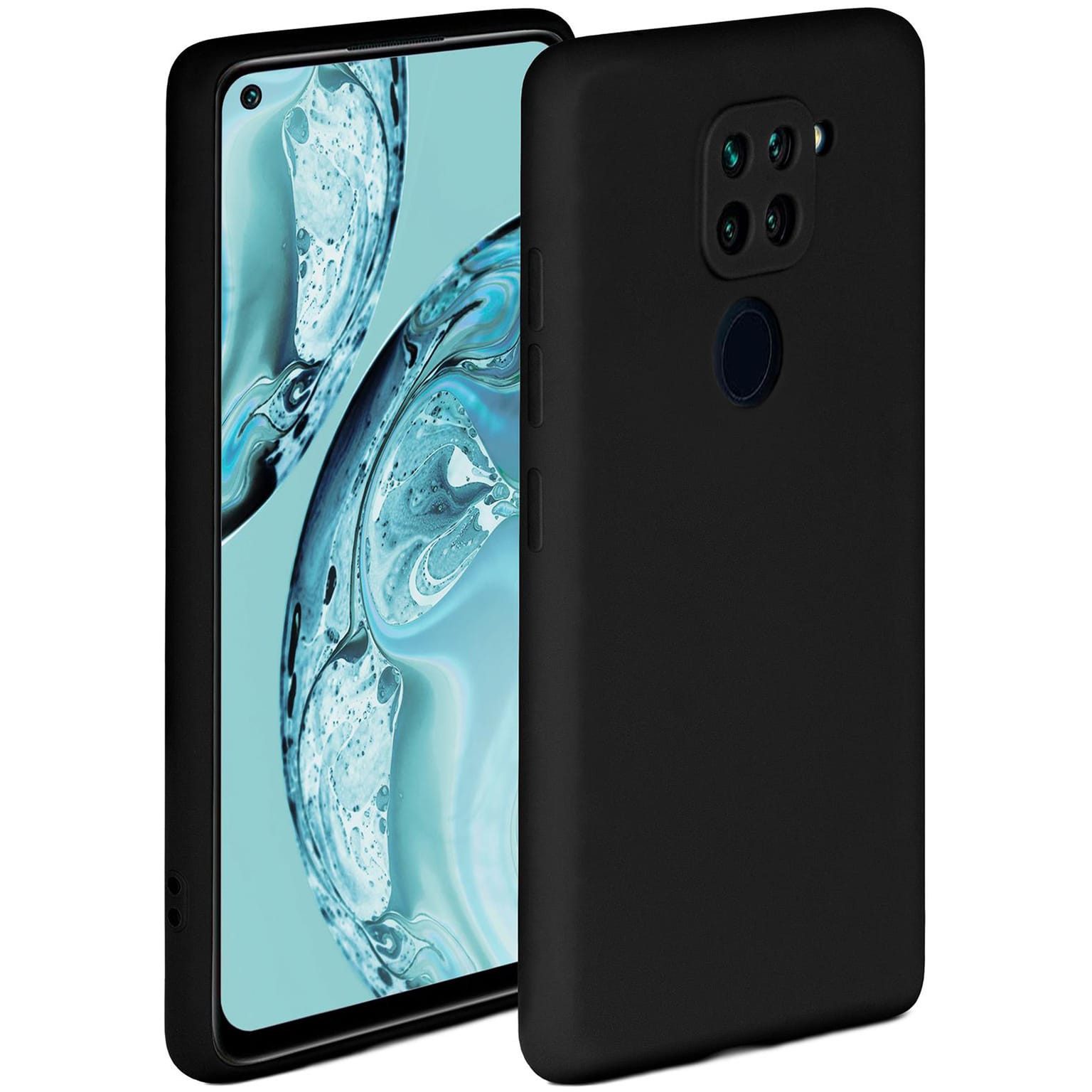 ONEFLOW Handyhülle für Redmi Note 9 Hülle Silikon Soft Case Schwarz 6,53 Zoll, Silikonhülle Cover Dünn Handytasche TPU Schutzhülle mit Kameraschutz