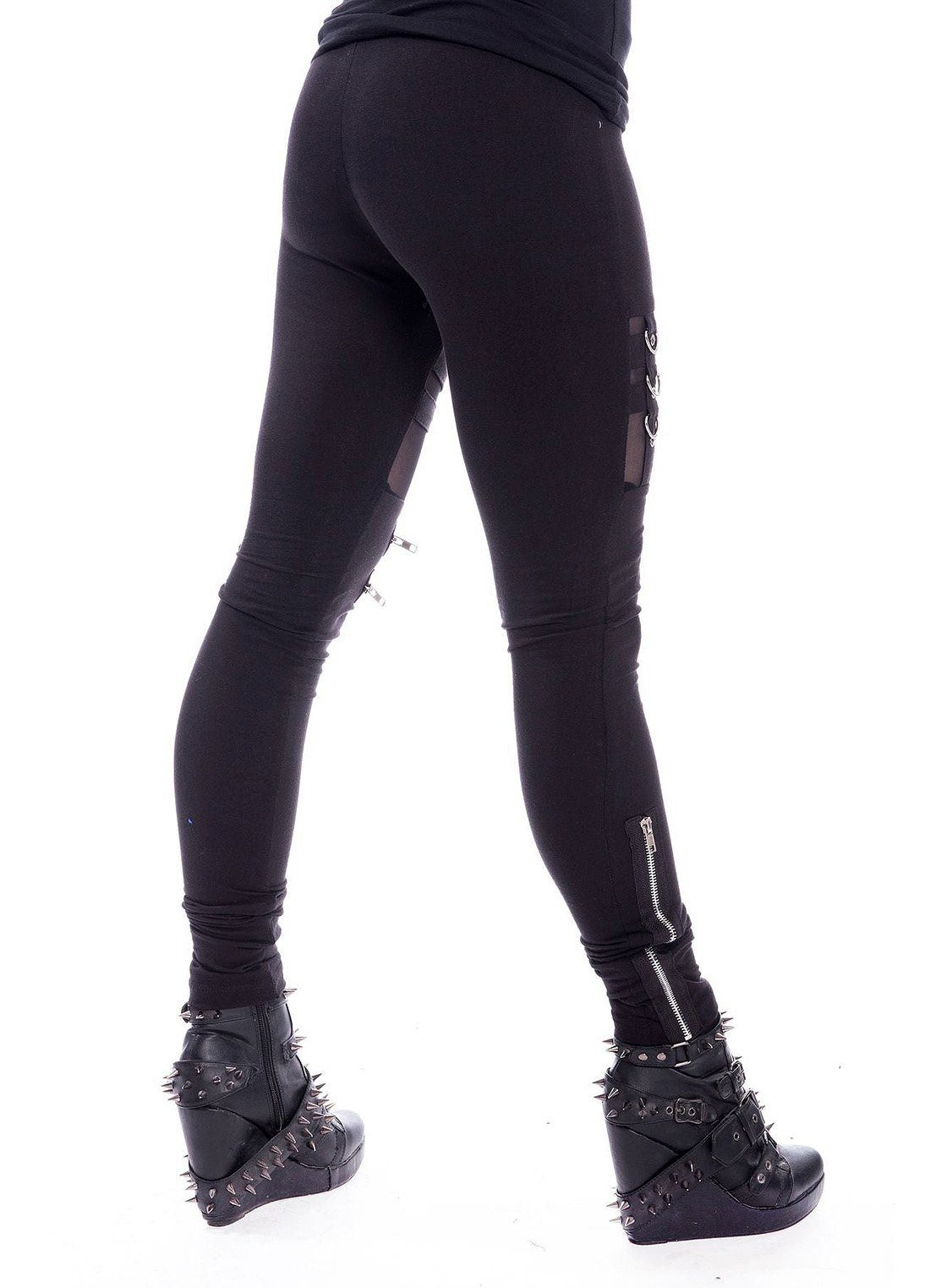 Chemical Black Leggings Inka Cyber Punk Distressed Gothic Tights Goth Metal günstig online kaufen