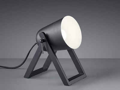 TRIO LED Tischleuchte, kleine Tisch-Lampe E27 Holz-fuß & Metall Lampen Schirm für Wohnzimmer, Fensterbank, Schlafzimmer, Schreibtisch