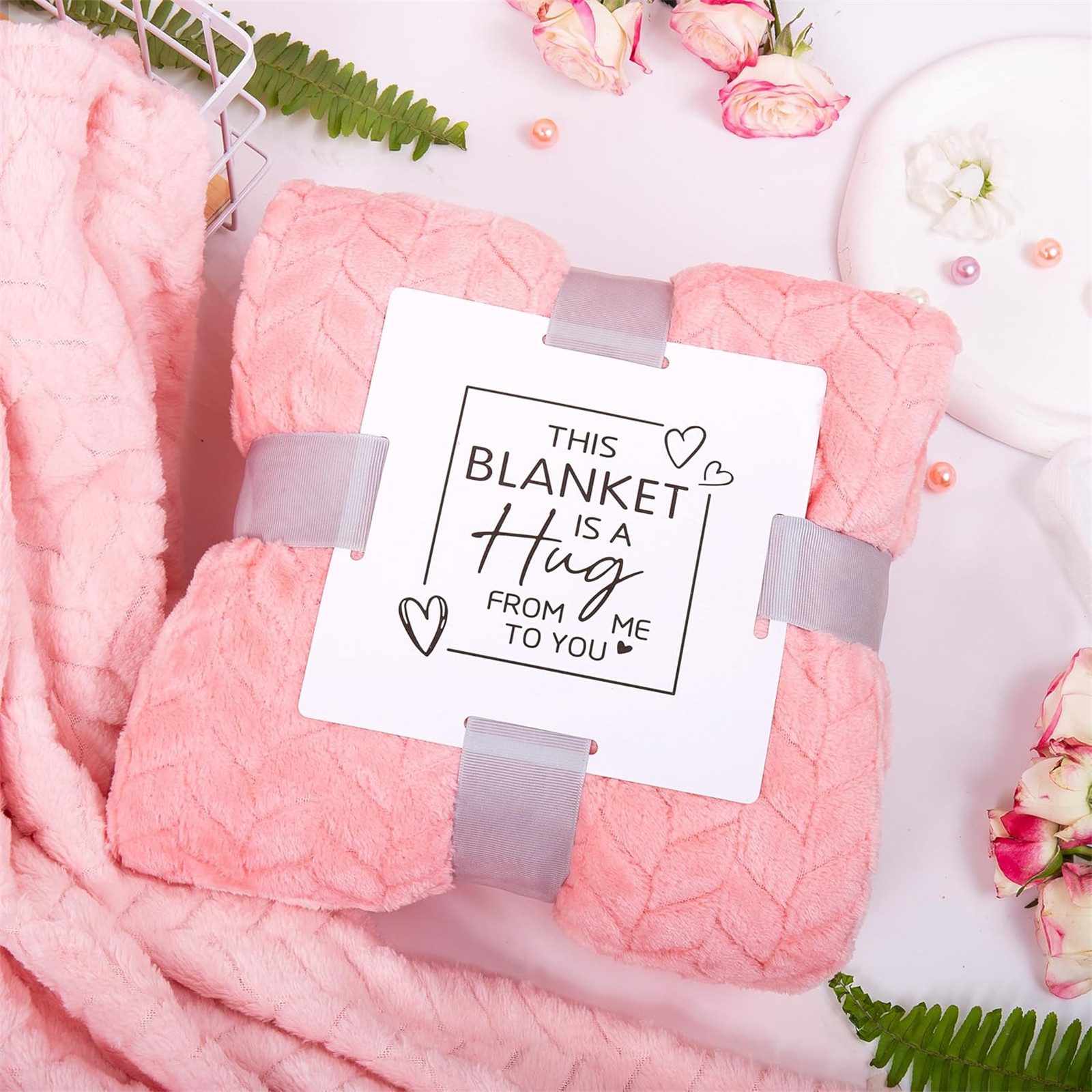 Wohndecke Pflege-Geschenkbox Geburtstagsgeschenke für Frauen 12tlg, HOMELIVE, Geschenke Korb Pflege Paket, Luxus Flannel Decke, Muttertag Geschenk
