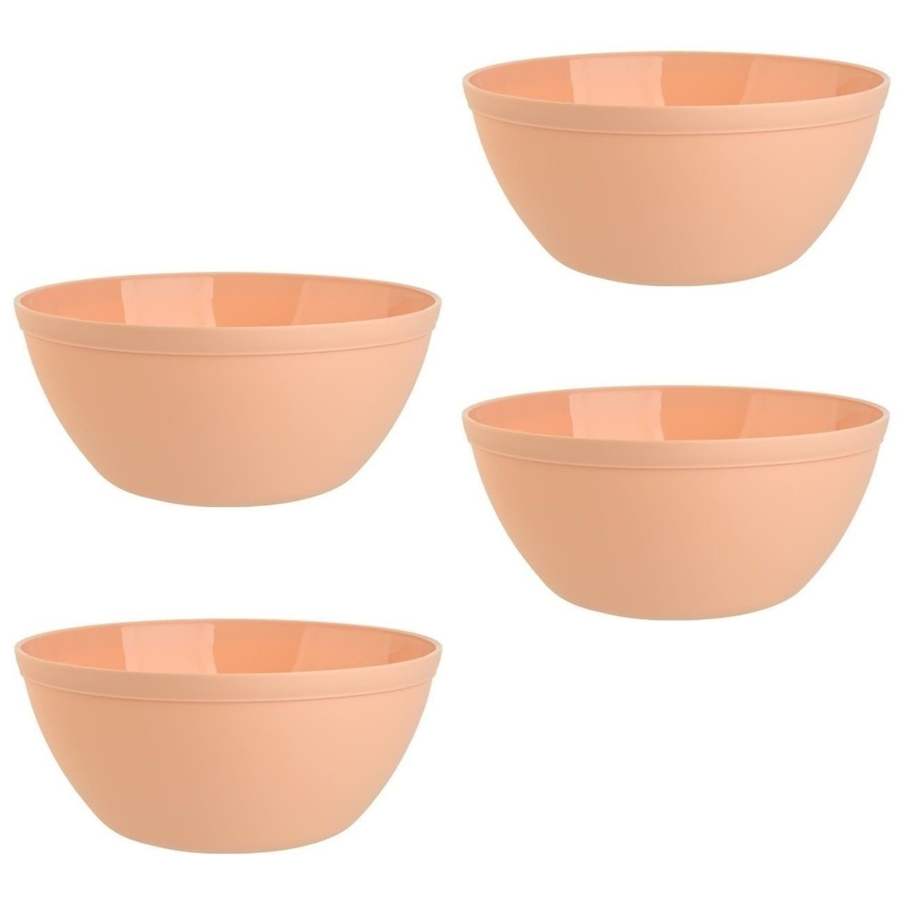 Engelland Müslischüssel Plastikschale, 900 ml, PP-Kunststoff (BPA-frei), (Vorteils-Set, 4-tlg), spülmaschinengeeignet, mikrowellengeeignet, Ø 16 cm, BPA-frei Apricot