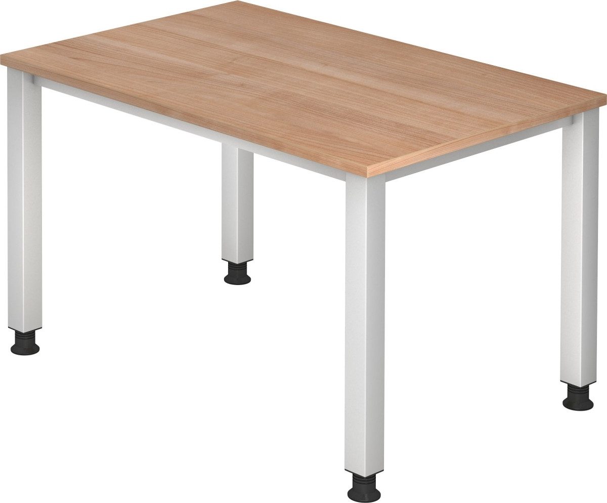 Schreibtisch Schreibtisch 4-Fuß eckig 120x80cm Nussbaum/Silber