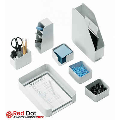 Organizer Weiß, Design Bürobedarf, Desktop-Set, Stiftehalter Ablage (Premium Dokumentenhalter aus recyceltem Material)