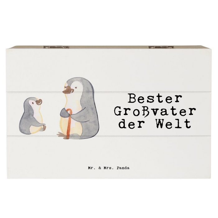Mr. & Mrs. Panda Dekokiste Pinguin Bester Großvater der Welt - Weiß - Geschenk Geschenktipp Ki (1 St)